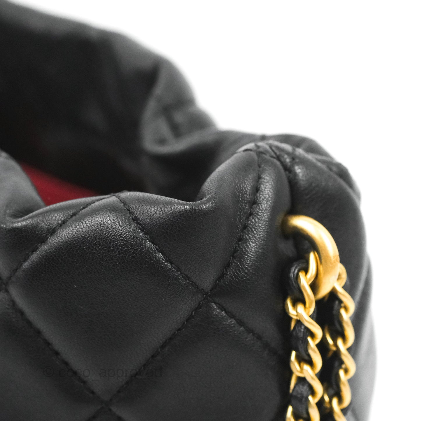 Chanel Quilted My Perfect CC Bucket Drawstring Bag Black Lambskin
