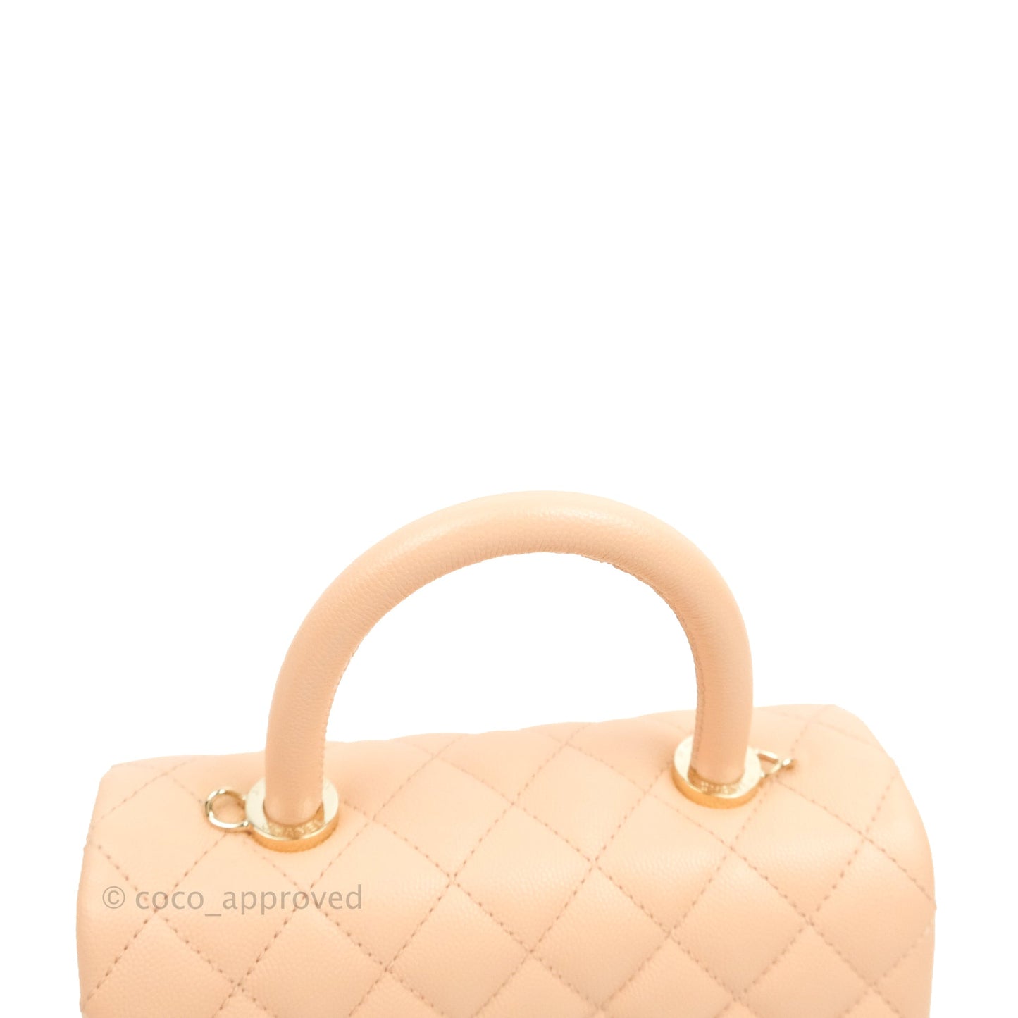 Chanel Small Coco Handle Quilted Peach Clair Caviar Gold Hardware