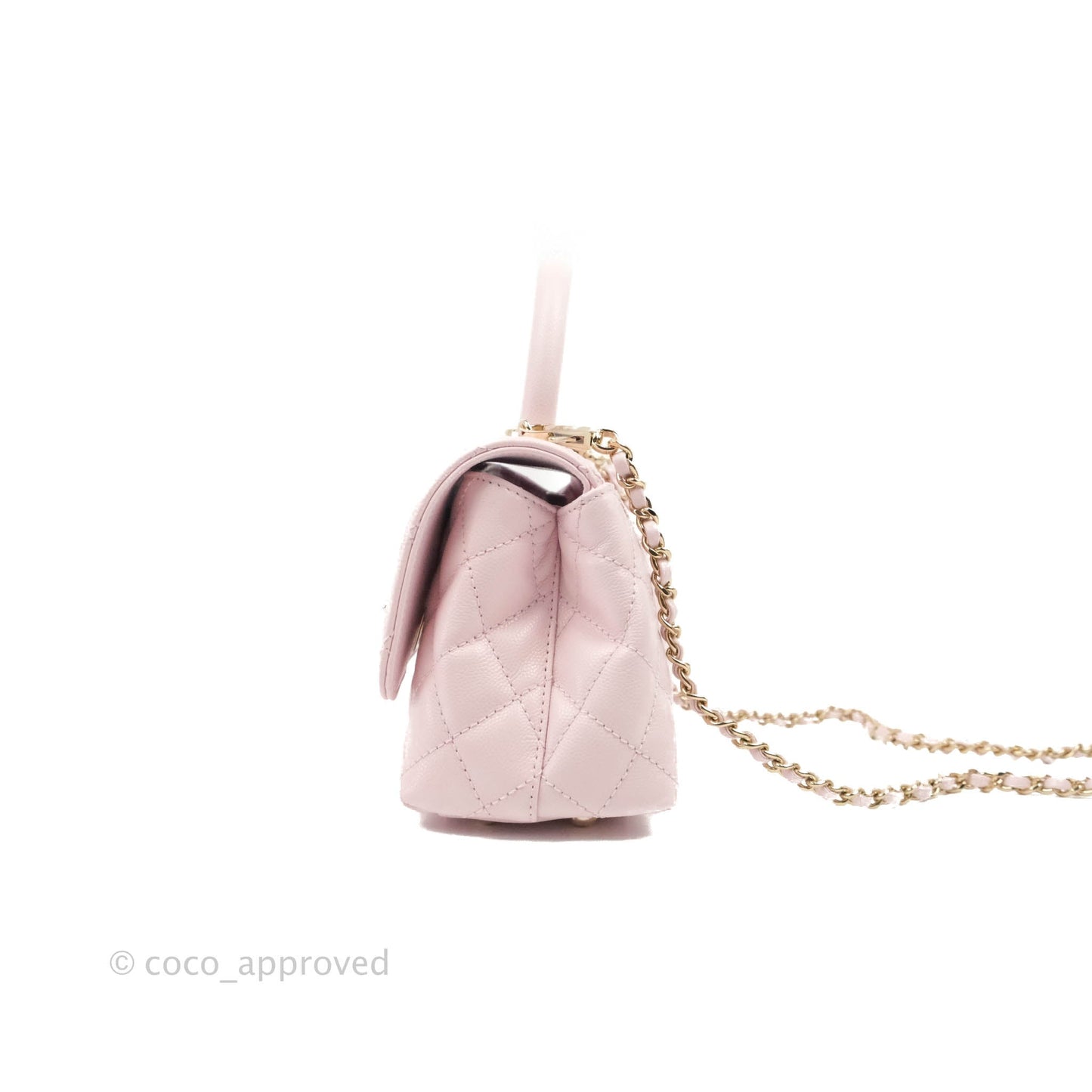 Chanel Mini Coco Handle Quilted Light Pink Caviar Gold Hardware
