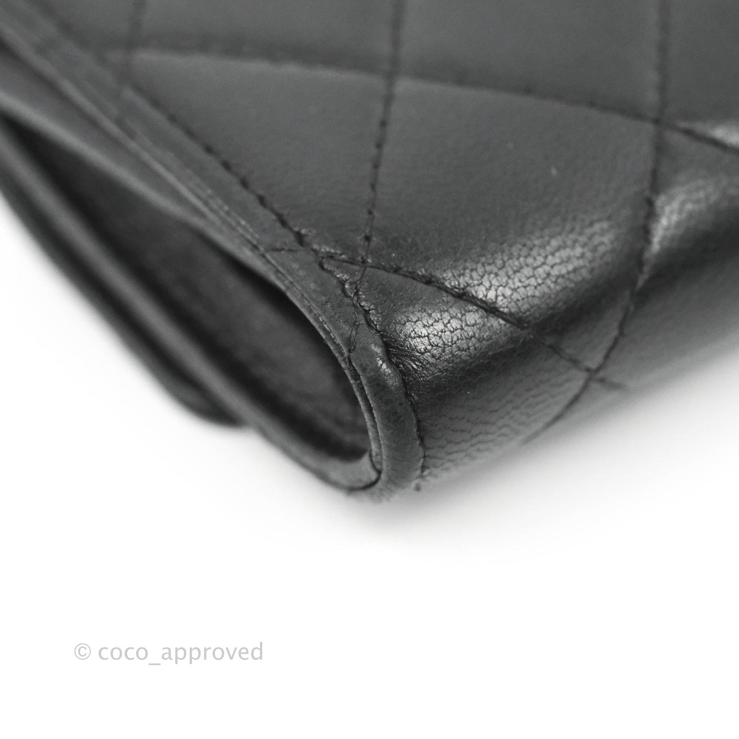Chanel Quilted Small Flap Card Holder Black Lambskin Silver Hardware