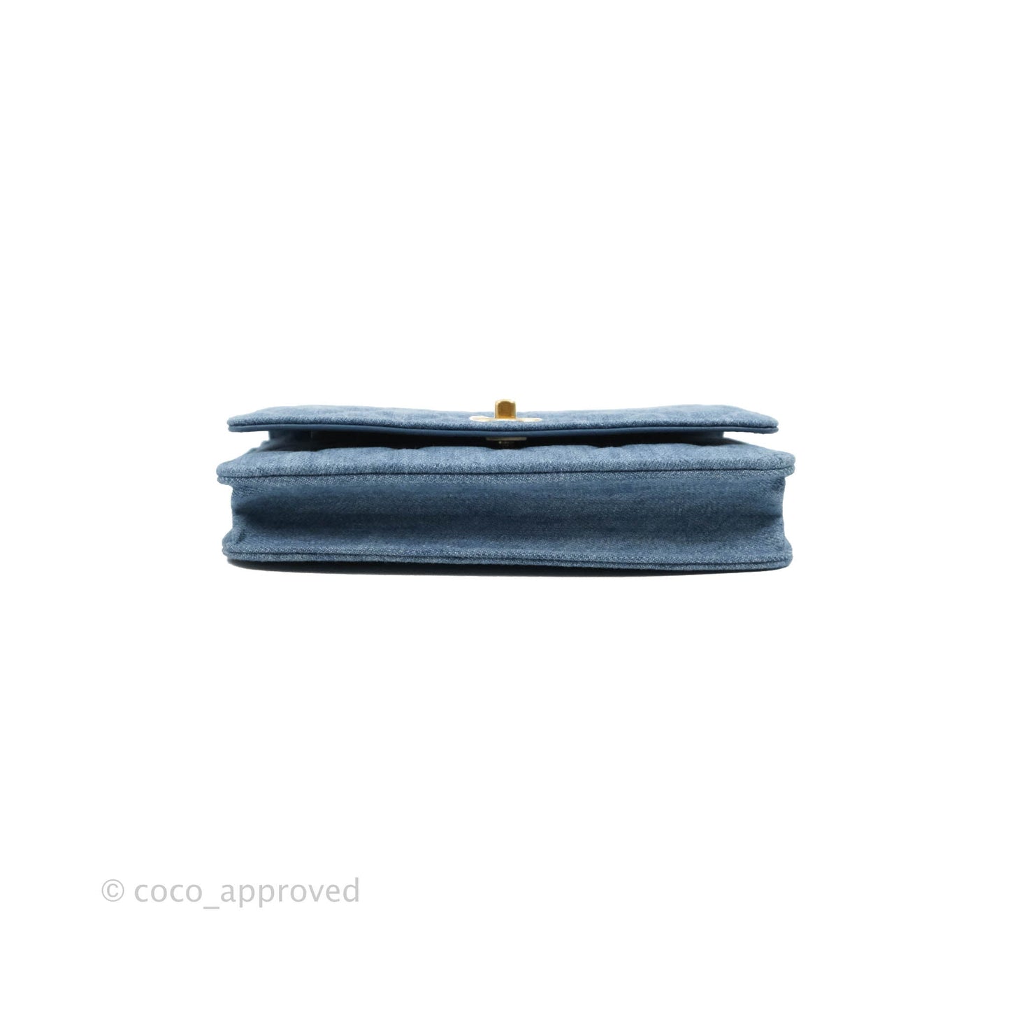 Chanel Quilted Pearl Crush Wallet on Chain WOC Denim Aged Gold Hardware