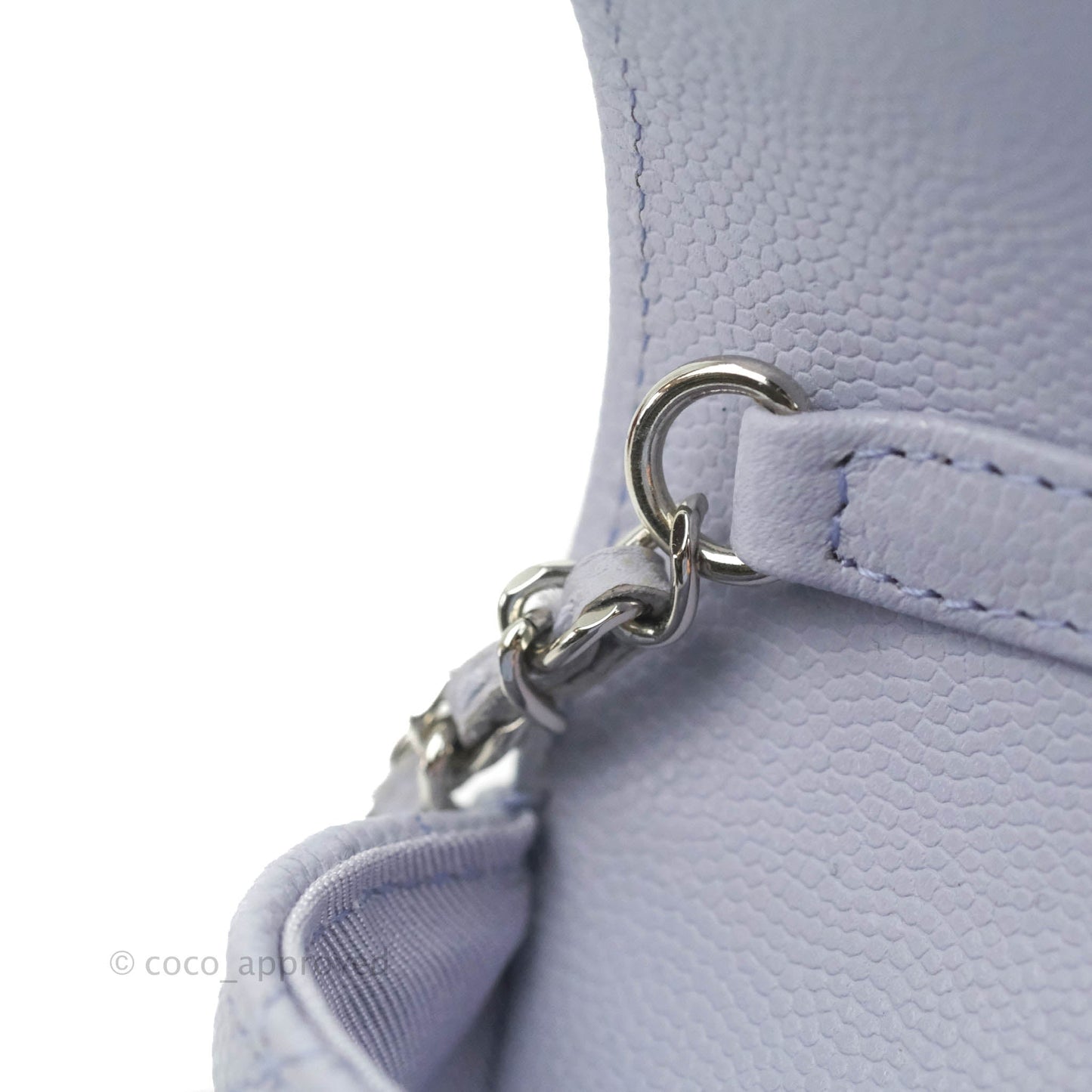 Chanel Quilted Case With Chain Lilac Caviar Silver Hardware