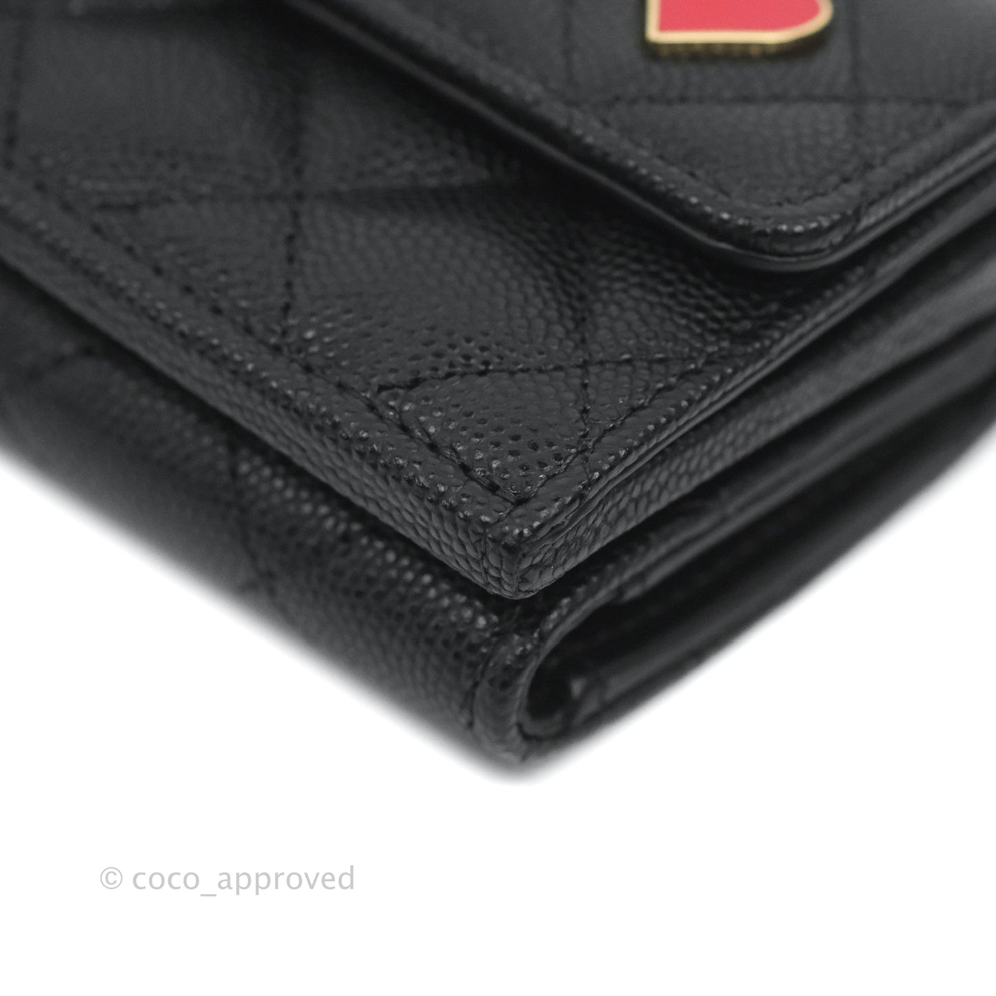 Chanel Small Flap Trifold Wallet Black Caviar Gold Hardware 23C