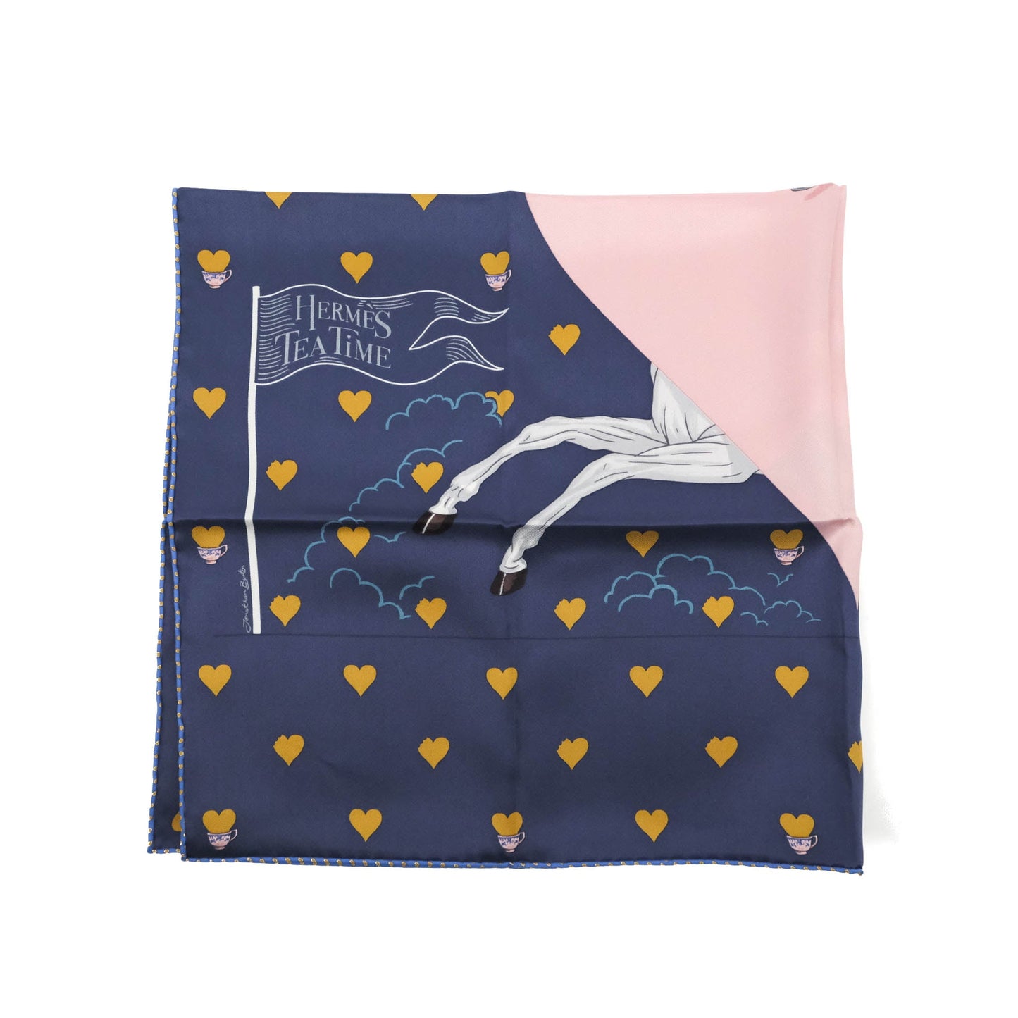 Hermès Tea Time Silk Scarf 70 Navy
