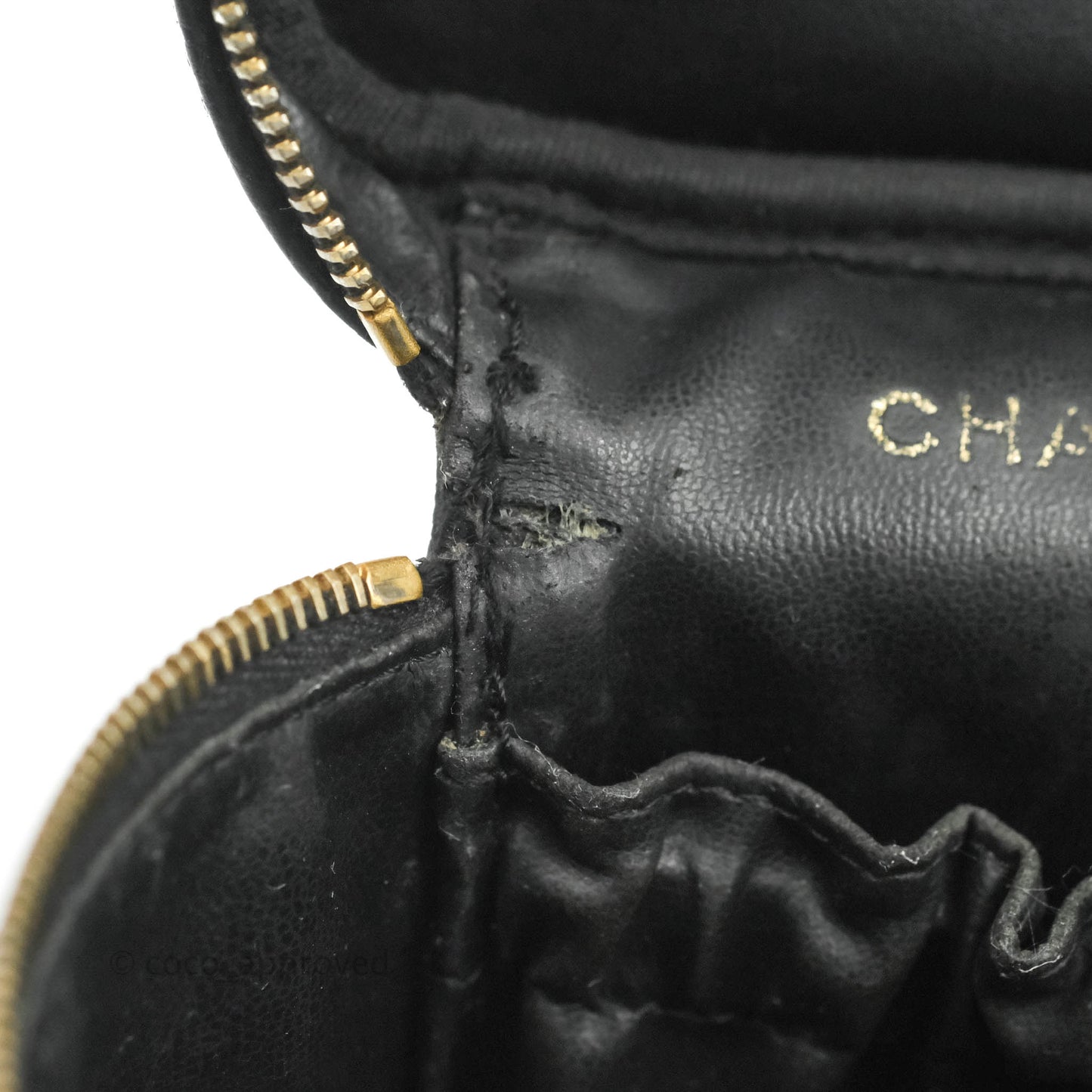 Chanel Vintage Vanity Case Black Caviar Gold Hardware