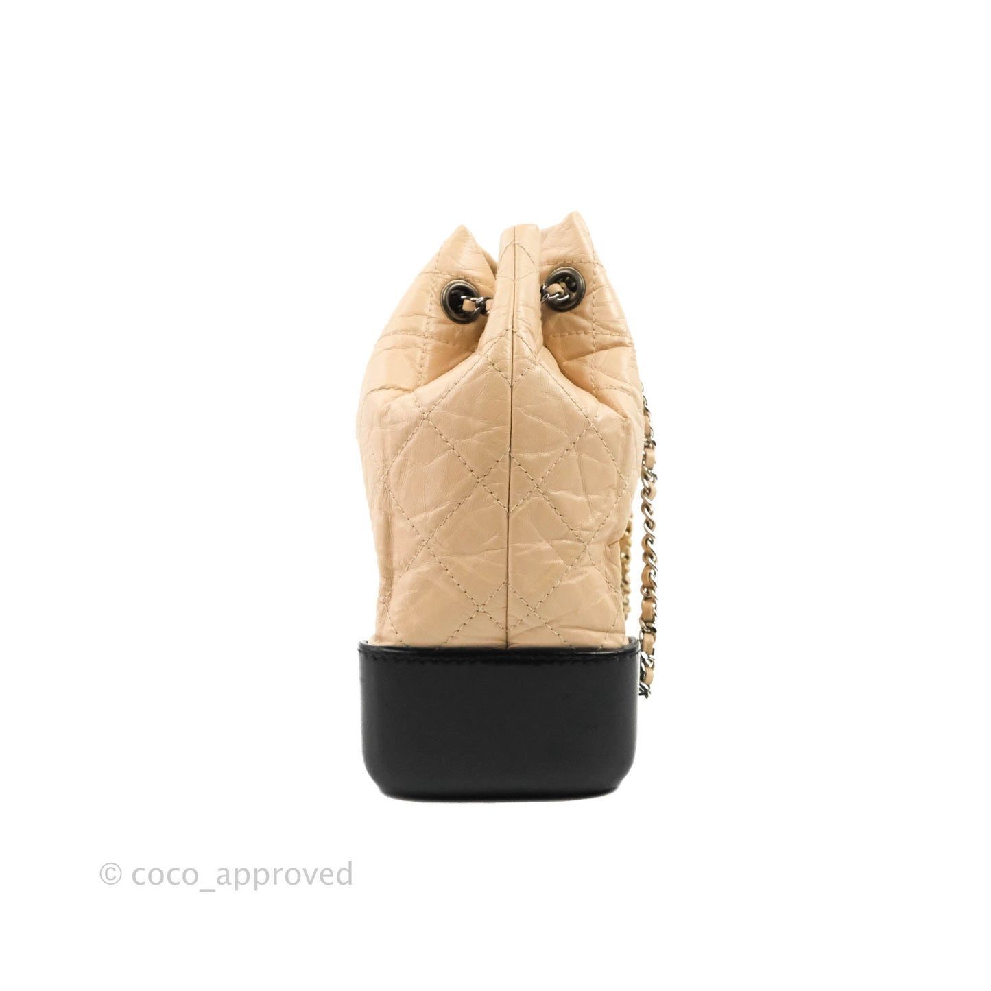 Chanel Small Gabrielle Backpack Beige Black Aged Calfskin