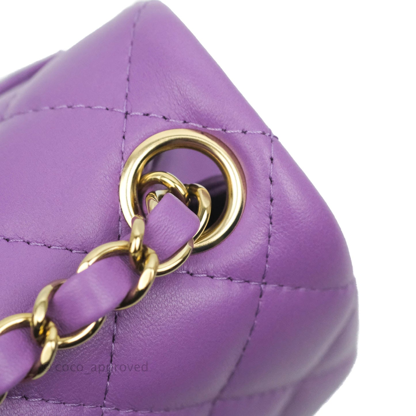 Chanel Mini Square Purple Lambskin Gold Hardware 22P
