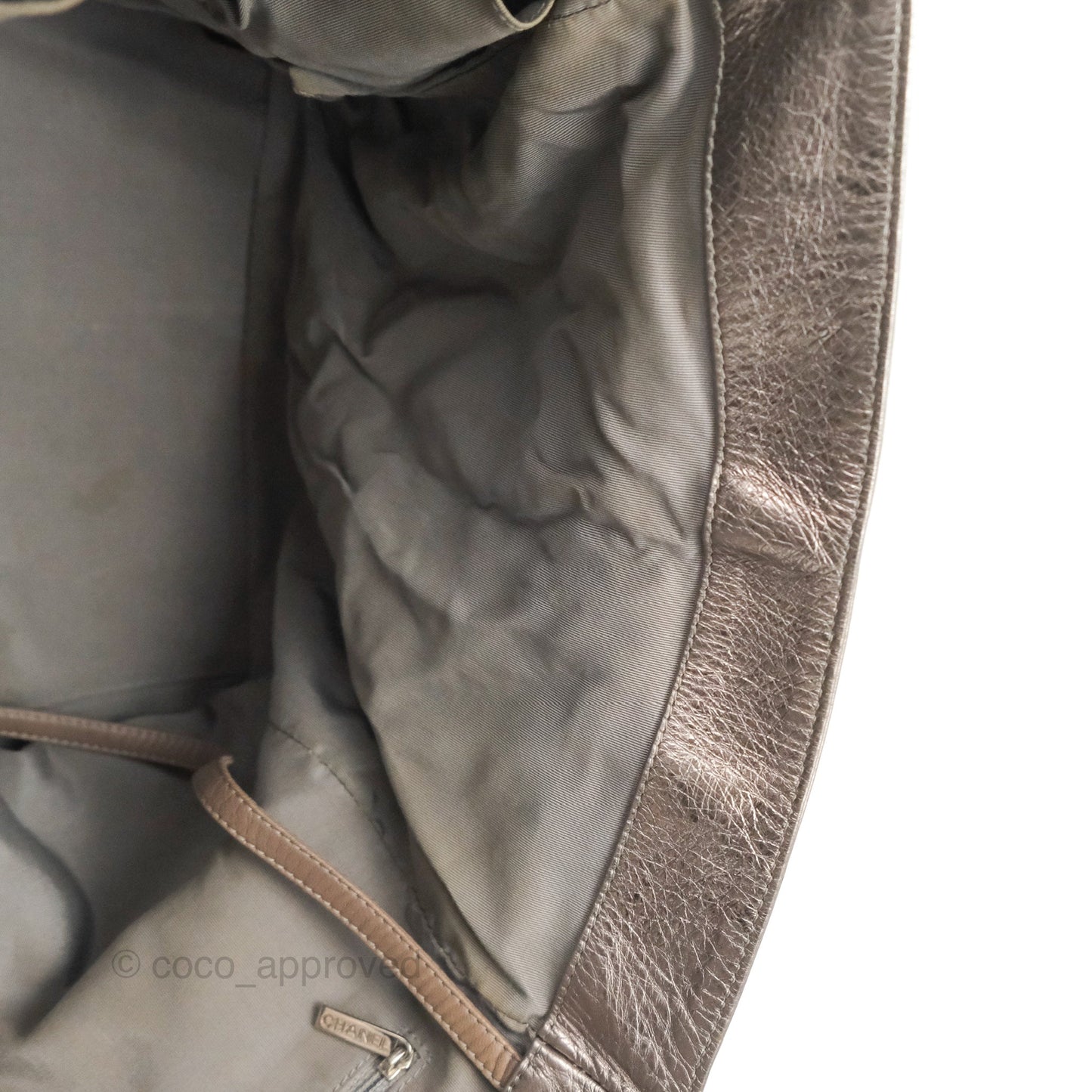 Chanel Metallic Cracked Calfskin Modern Chain Tote Silver