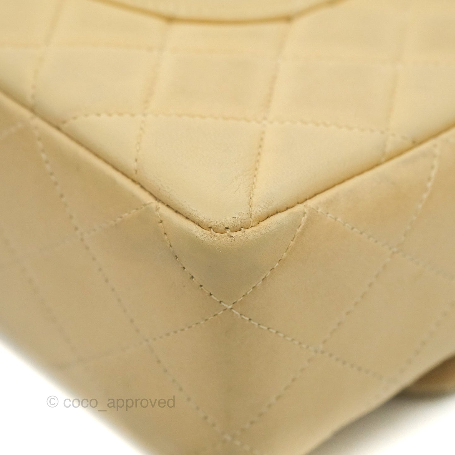 Chanel Vintage Top Handle Flap Bag Beige Lambskin 24K Gold Hardware