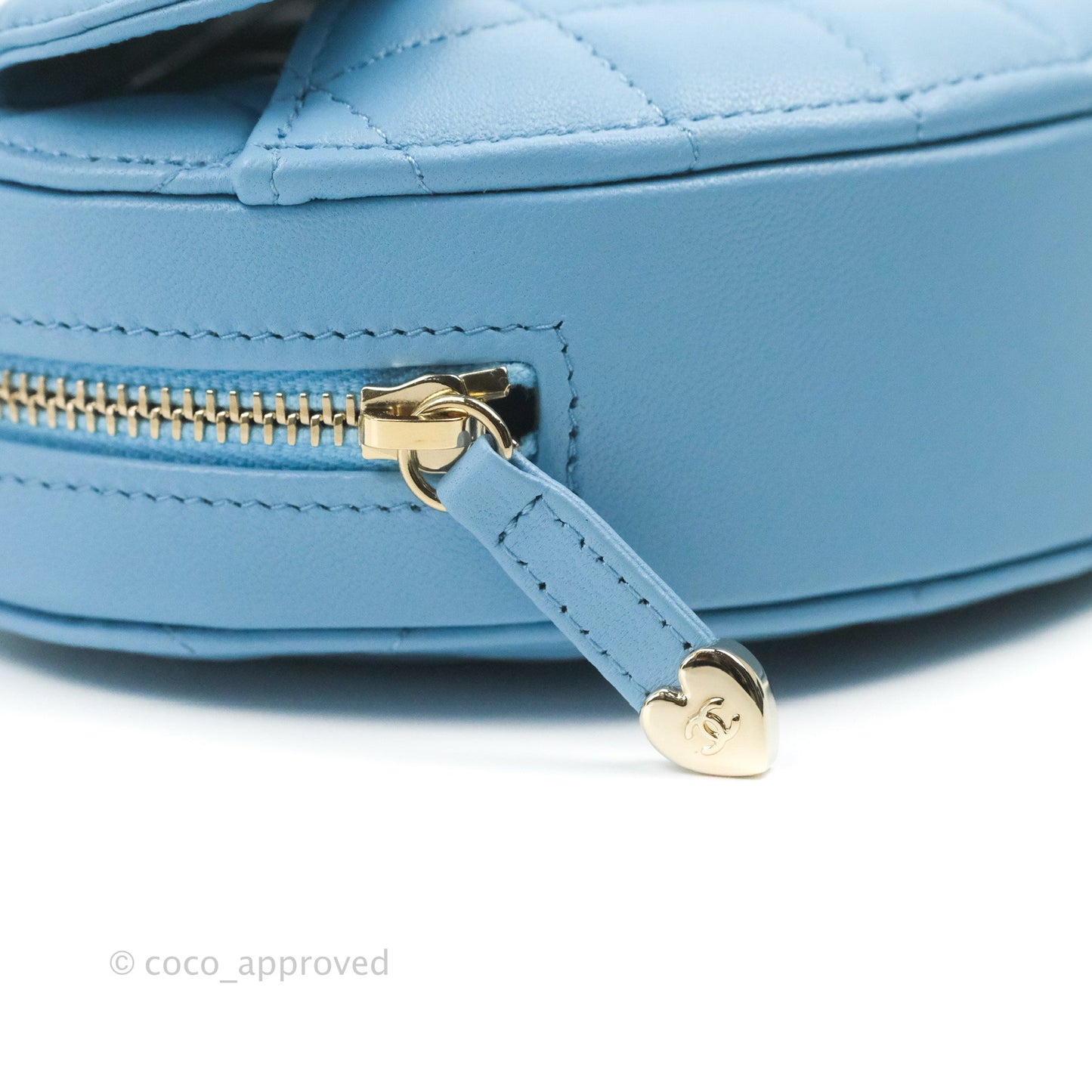 Chanel Small Heart Bag Blue Lambskin Gold Hardware 22S