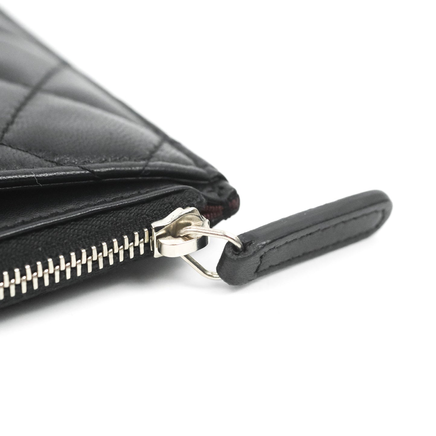 Chanel Classic Zip Pouch Glitter CC Black Lambskin Silver Hardware