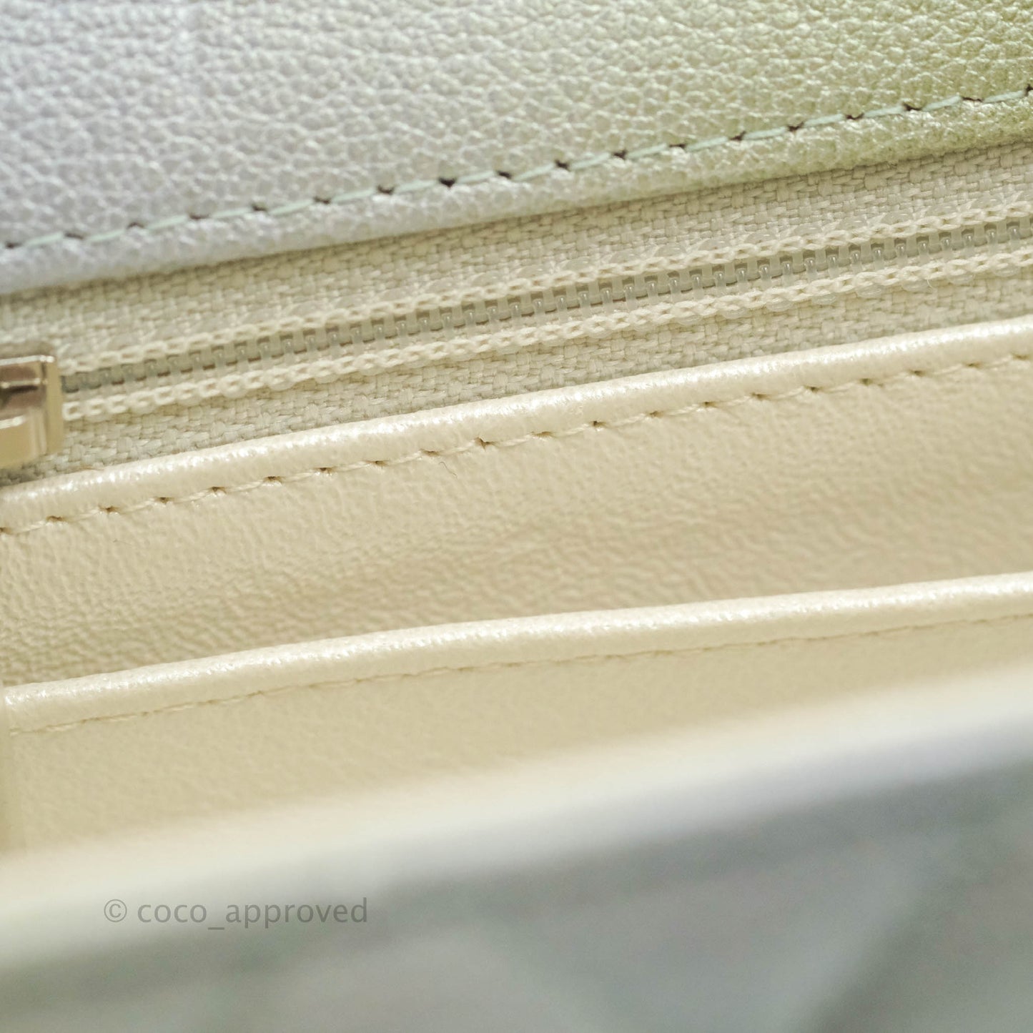 Chanel Quilted Mini Rectangular Flap Ombre Grey Green Metallic Goatskin Silver Hardware 22C