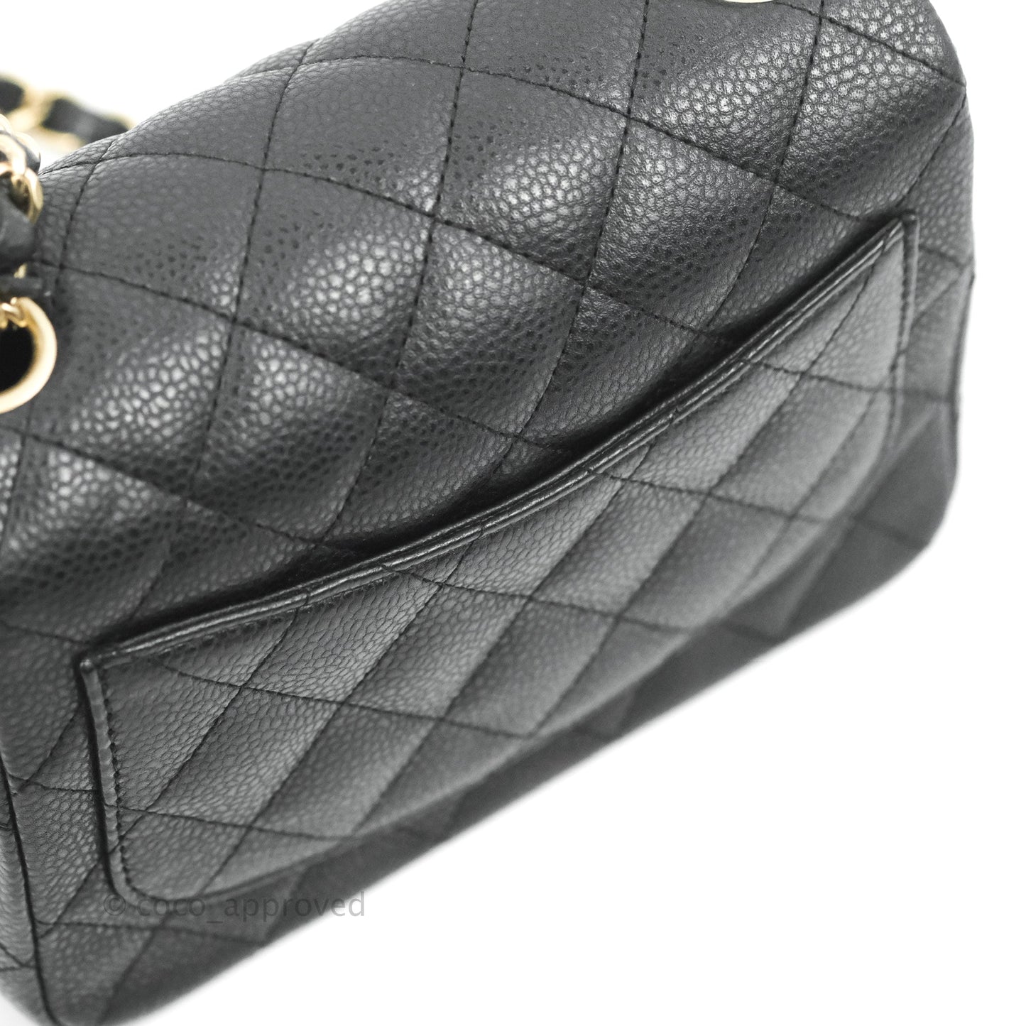 Chanel Quilted Mini Square Iridescent Black Caviar Matte Gold Hardware