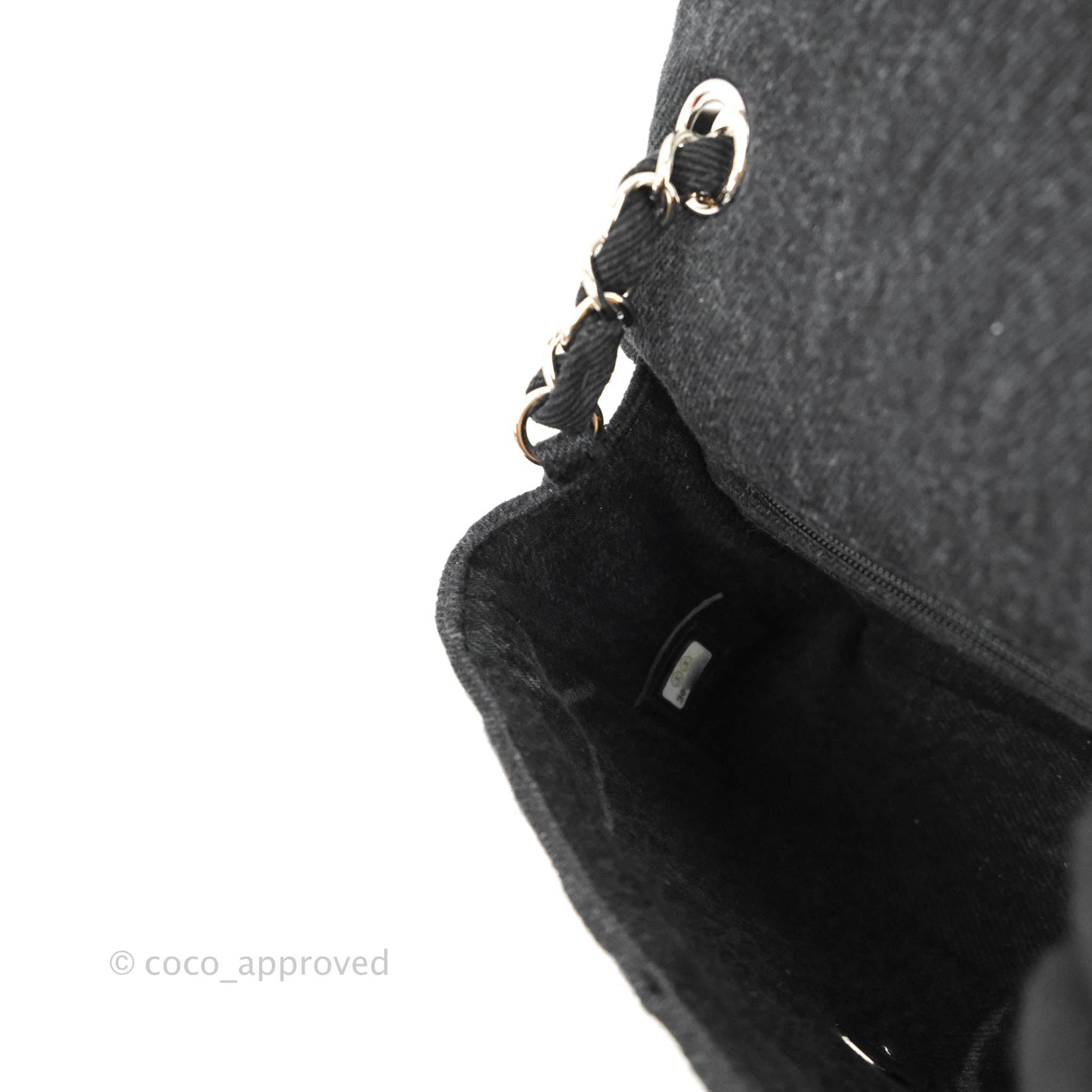 Chanel Quilted Mini Square Black Denim Silver Hardware