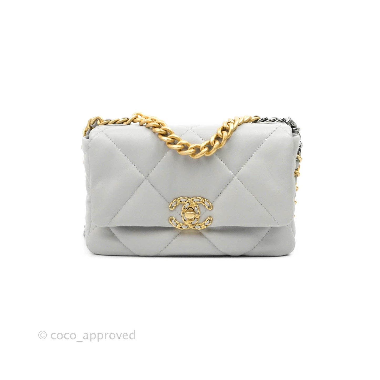 Chanel 19 Small Grey Lambskin Mixed Hardware