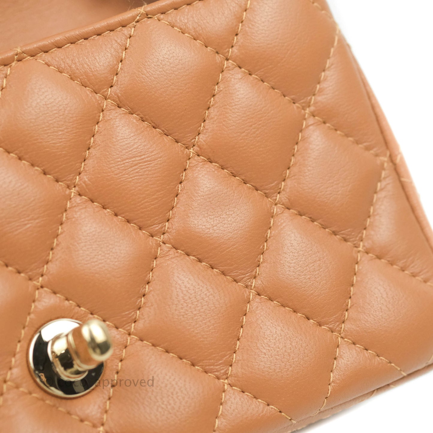 Chanel Quilted Mini Rectangular Flap Caramel Lambskin Gold Hardware 22S