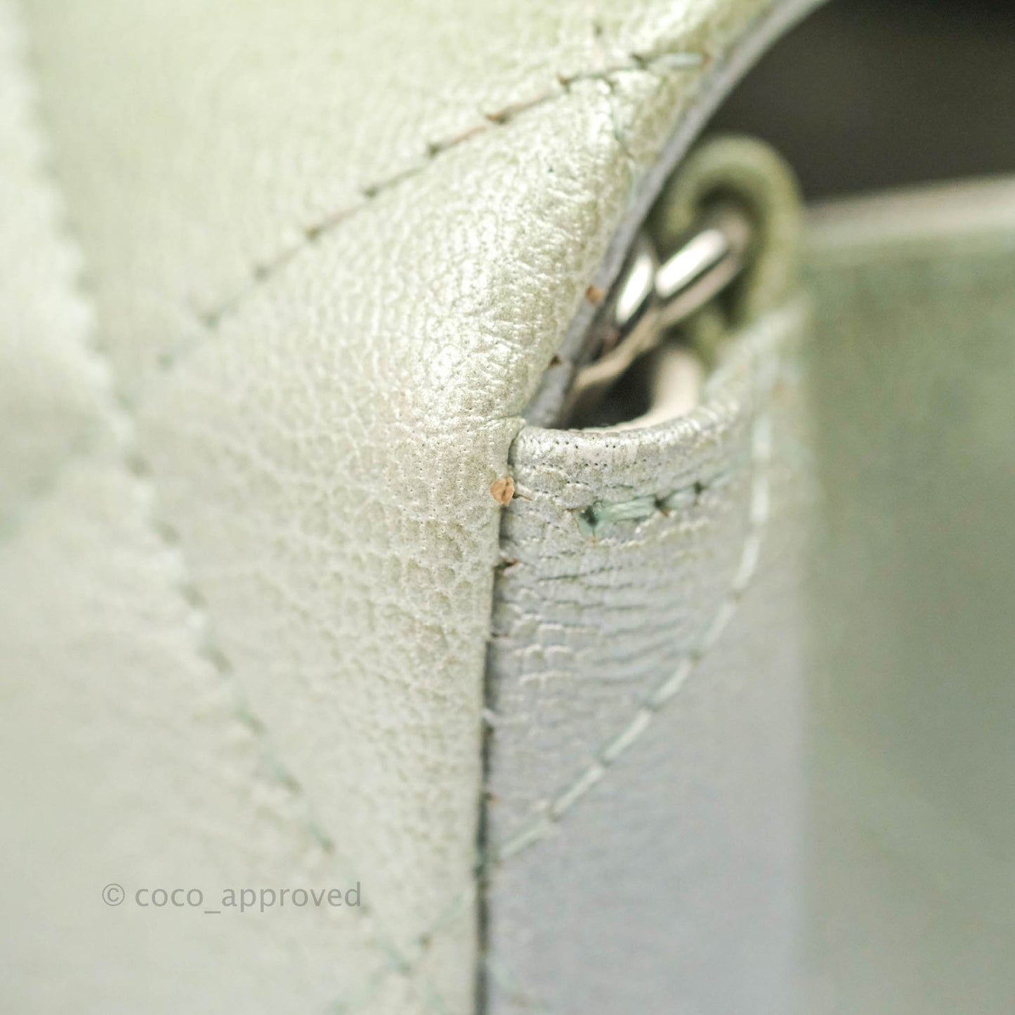 Chanel Quilted Mini Rectangular Flap Ombre Grey Green Metallic Goatskin Silver Hardware 22C