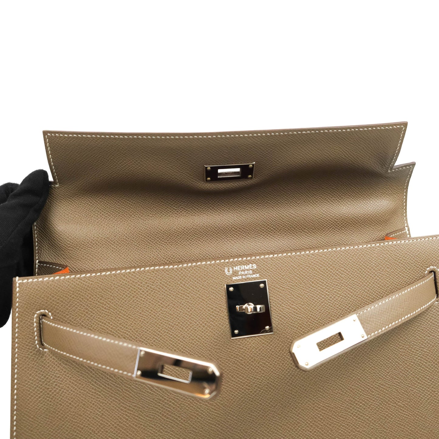 Hermès Kelly 32 Sellier Etoupe Epsom Palladium Hardware HSS