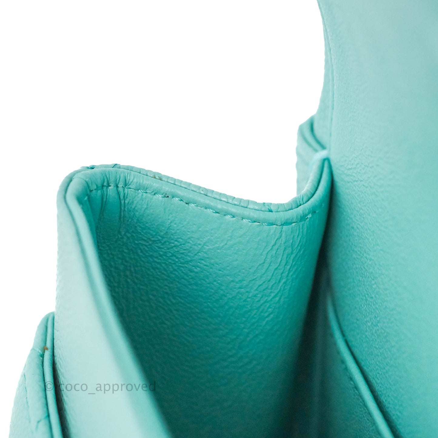 Chanel Classic M/L Medium Flap Quilted Tiffany Blue Caviar Gold Hardware