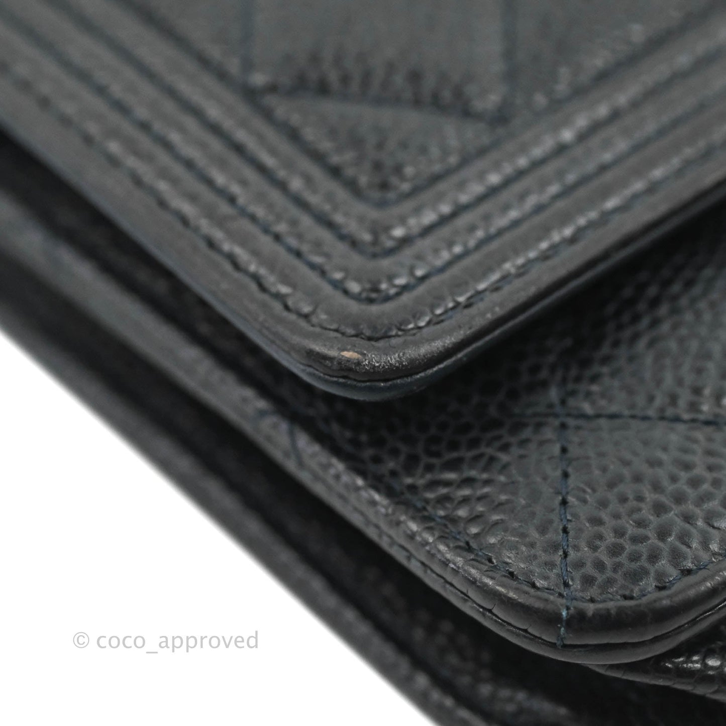 Chanel Boy Wallet on Chain WOC Ver Dark Navy Caviar Aged Gold Hardware