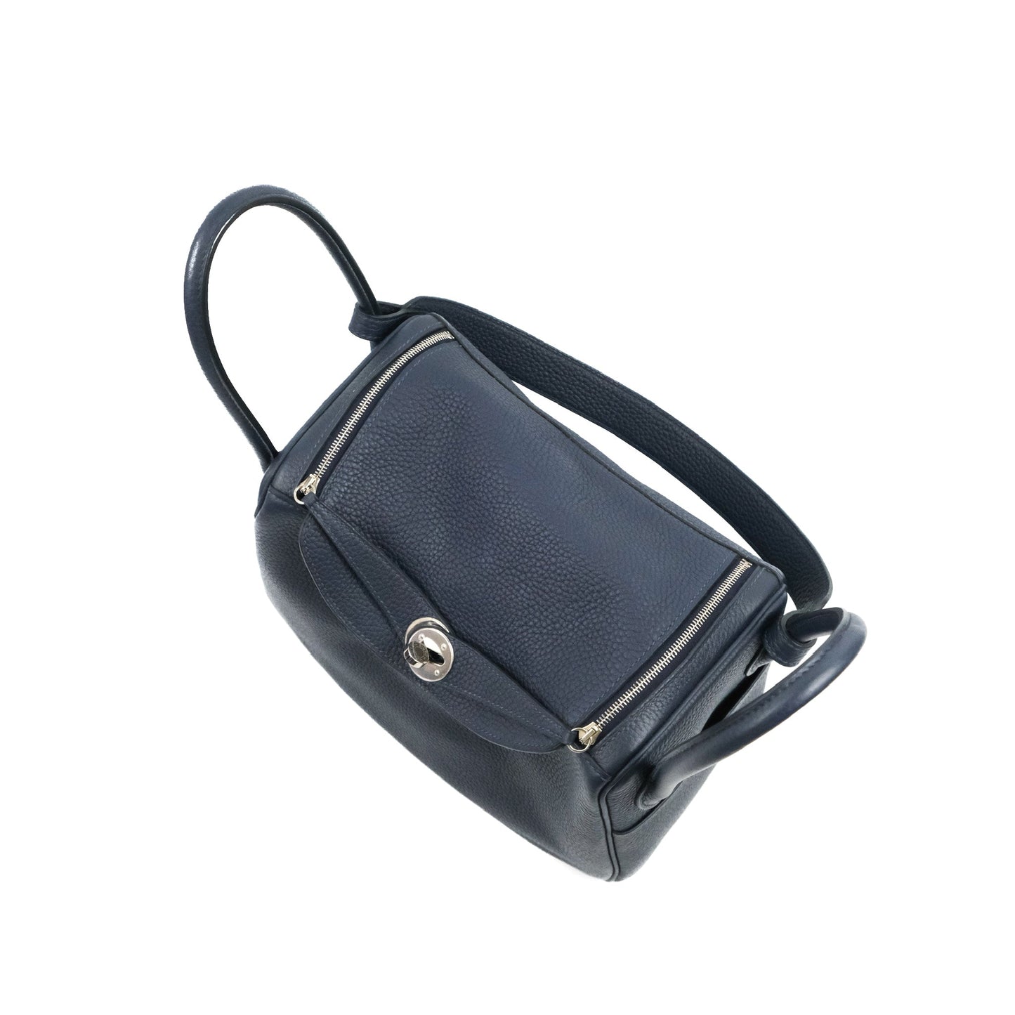 Hermès Lindy 26 Bleu Nuit Clemence Silver Hardware