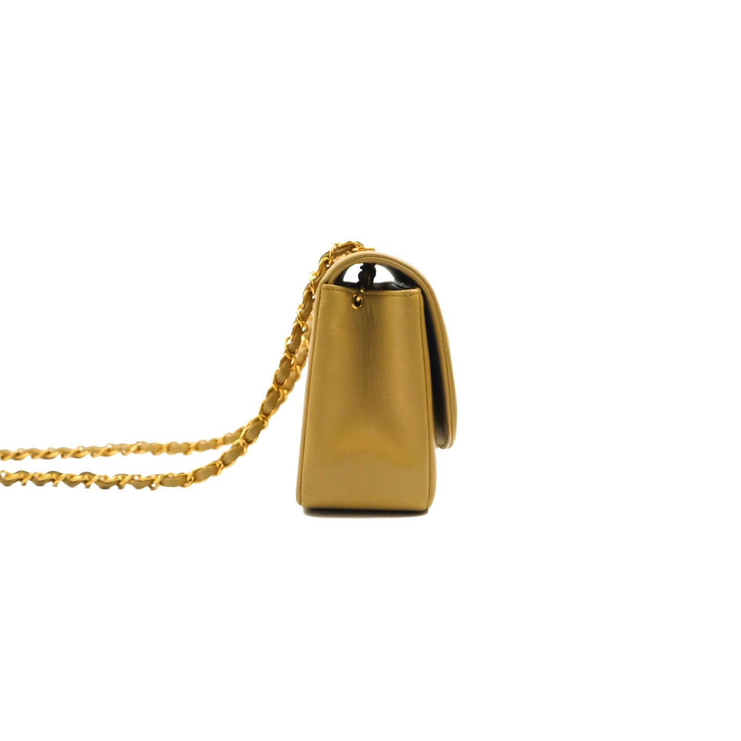 Chanel Vintage Small Quilted Classic Diana Flap Bag Beige Lambskin 24K Gold Hardware