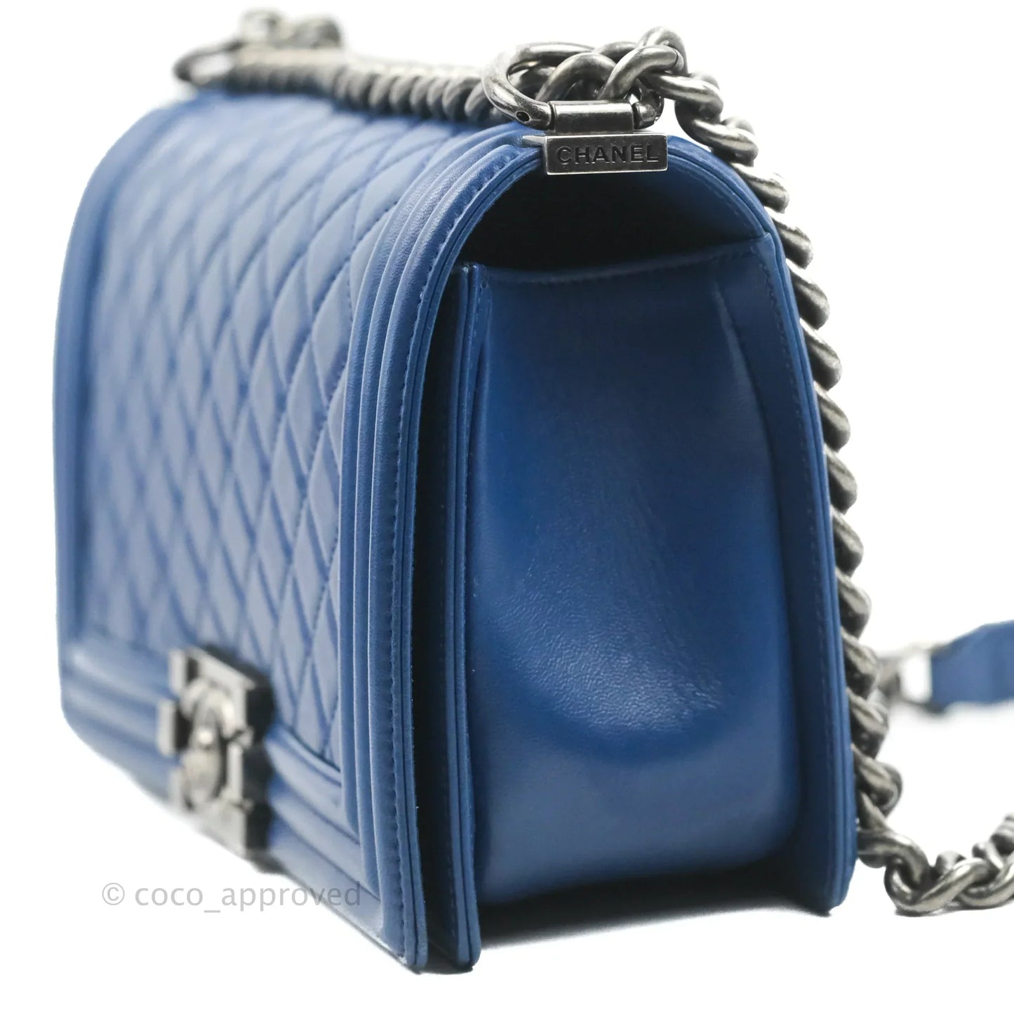 Chanel Quilted Medium Boy Blue Calfskin Ruthenium Hardware