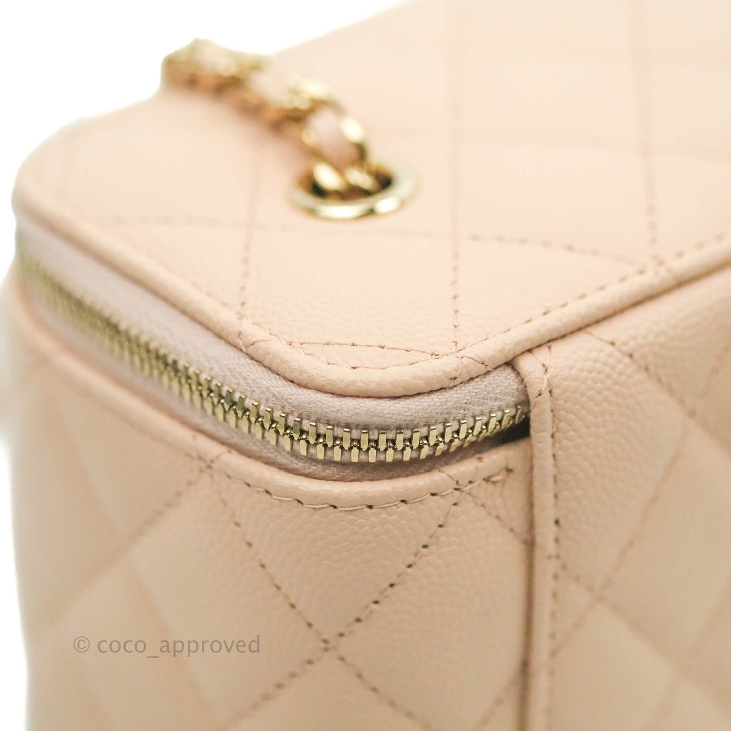 Chanel Vanity with Classic Chain Light Beige Caviar Gold Hardware 22C