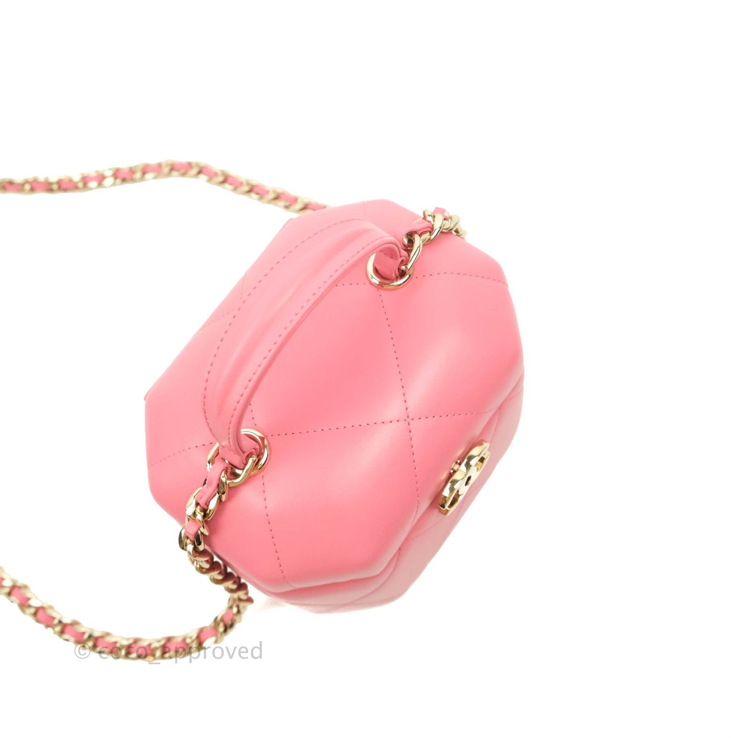 Chanel Small Hexagon Vanity Case Pink Lambskin Gold Hardware