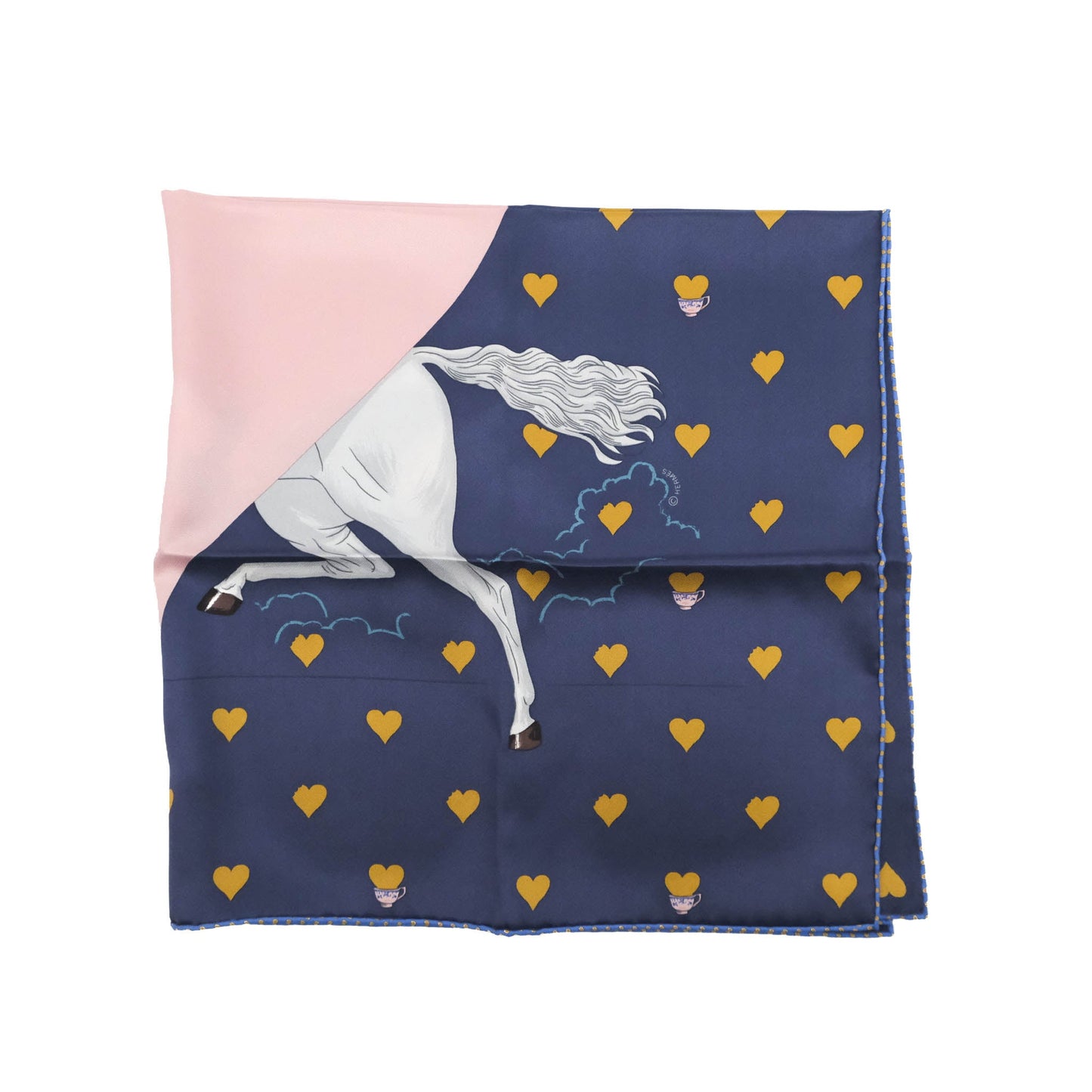 Hermès Tea Time Silk Scarf 70 Navy