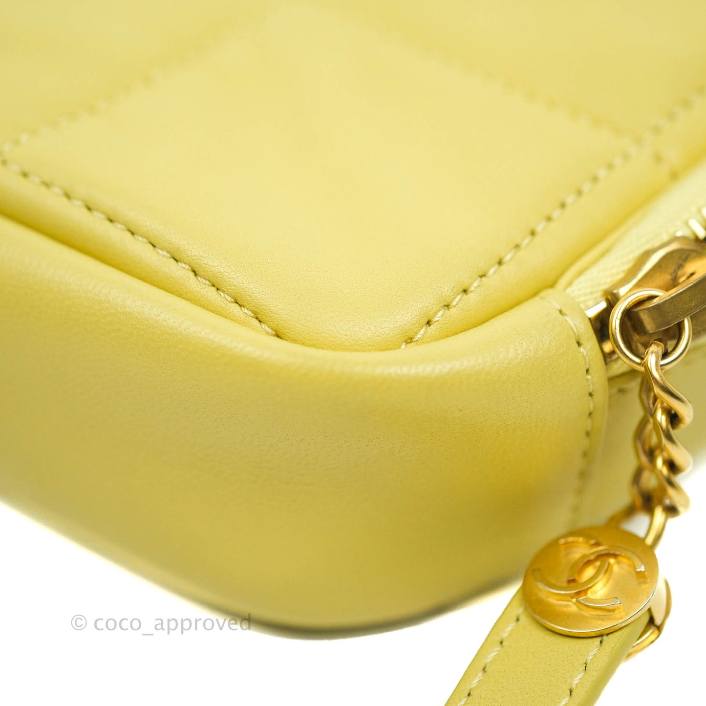 Chanel Quilted Diamond Cut Small Lambskin Yellow Gold Hardware Flap Bag