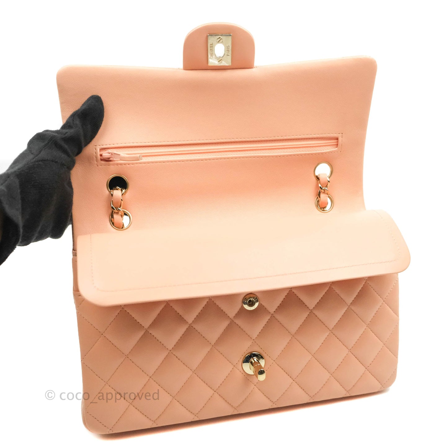 Chanel Classic Medium Flap Quilted Pink Lambskin Light Gold Hardware
