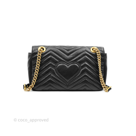 Gucci Small Marmont Black Calfskin Gold Hardware