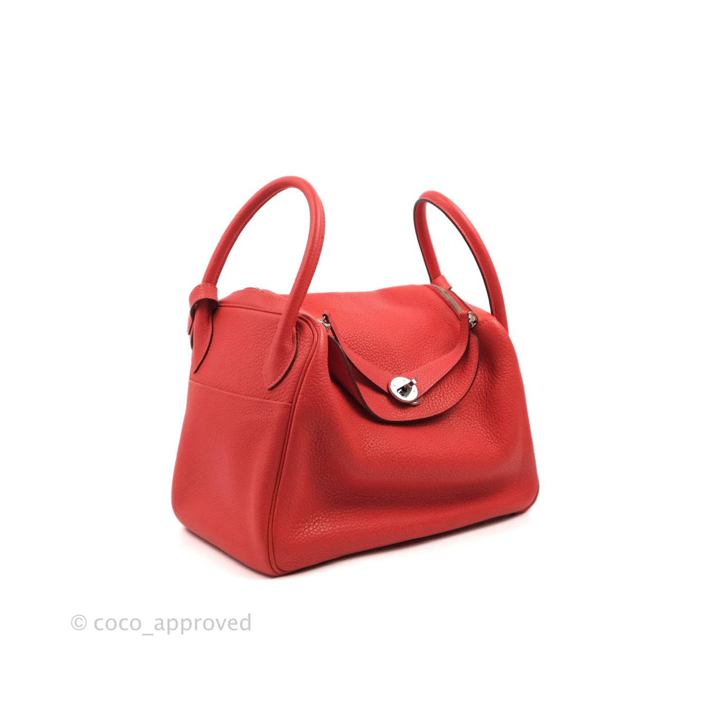 Hermès Lindy 30 Red Clemence Palladium Hardware