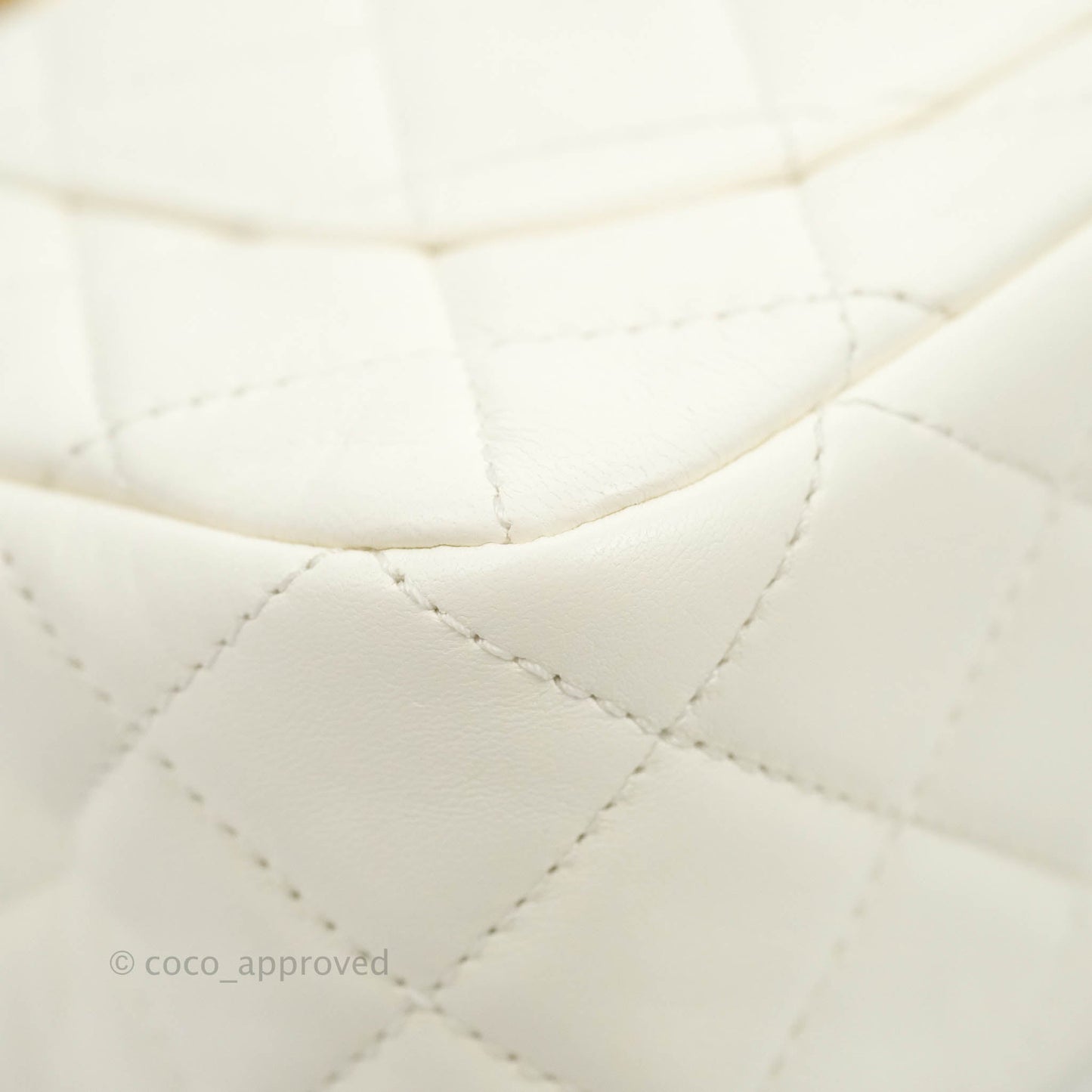 Chanel Mini Rectangular Pearl Crush Quilted White Lambskin Aged Gold Hardware