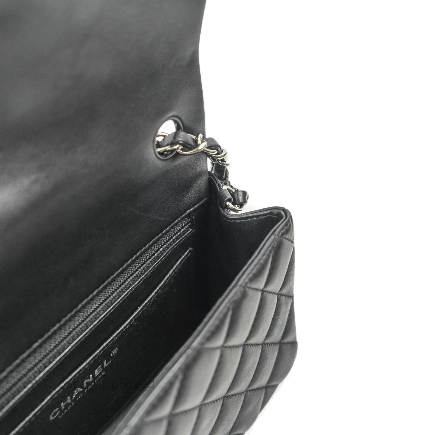 Chanel Quilted Mini Rectangular Black Lambskin Dark Silver Hardware