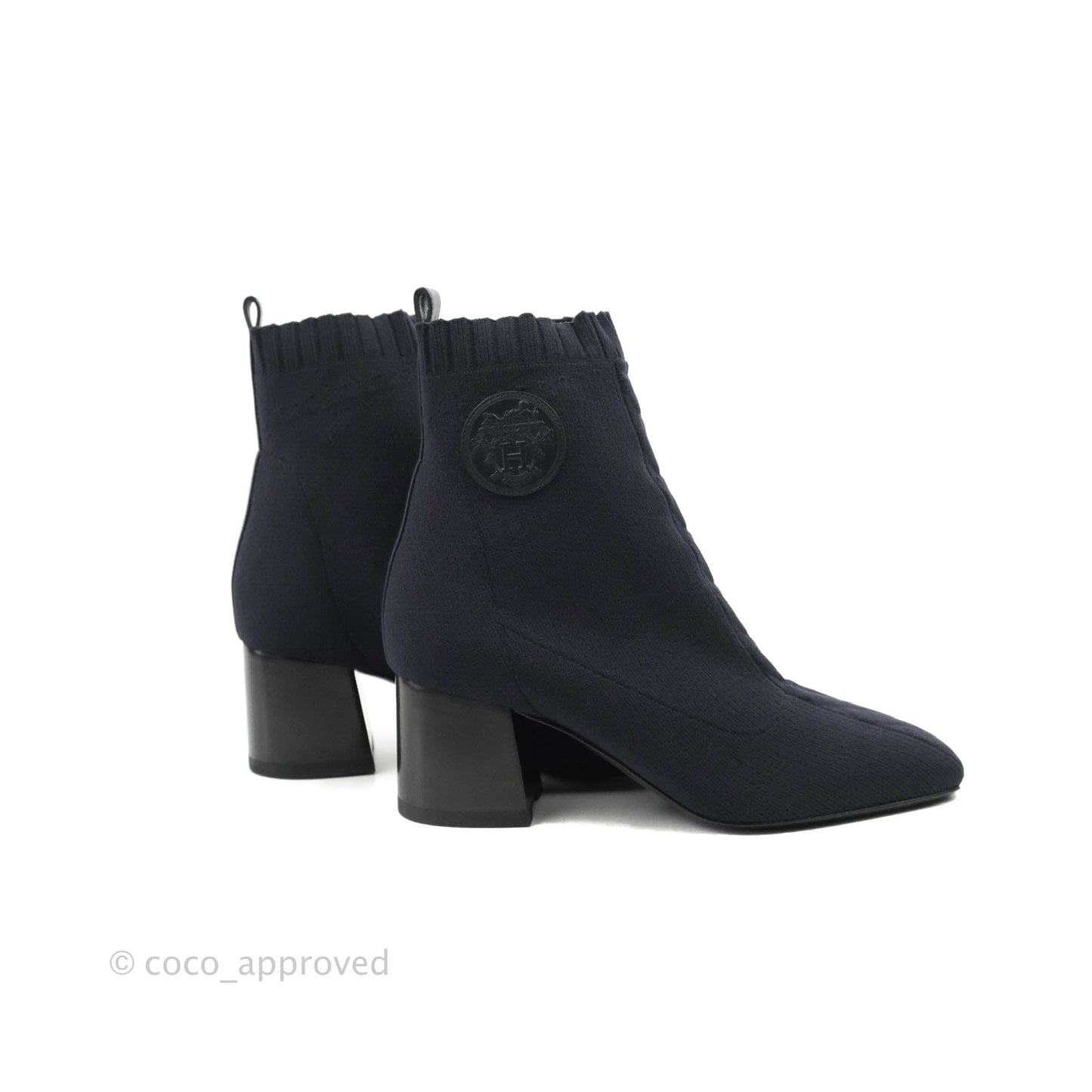 Hermes Knit Calfskin Volver 60 Ankle Boots Black
