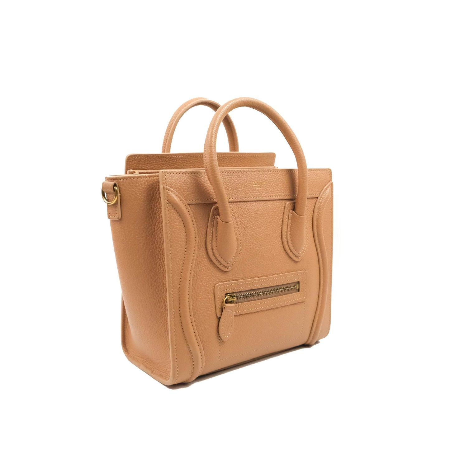 Celine Nano Luggage Drummed Beige Pink Calfskin