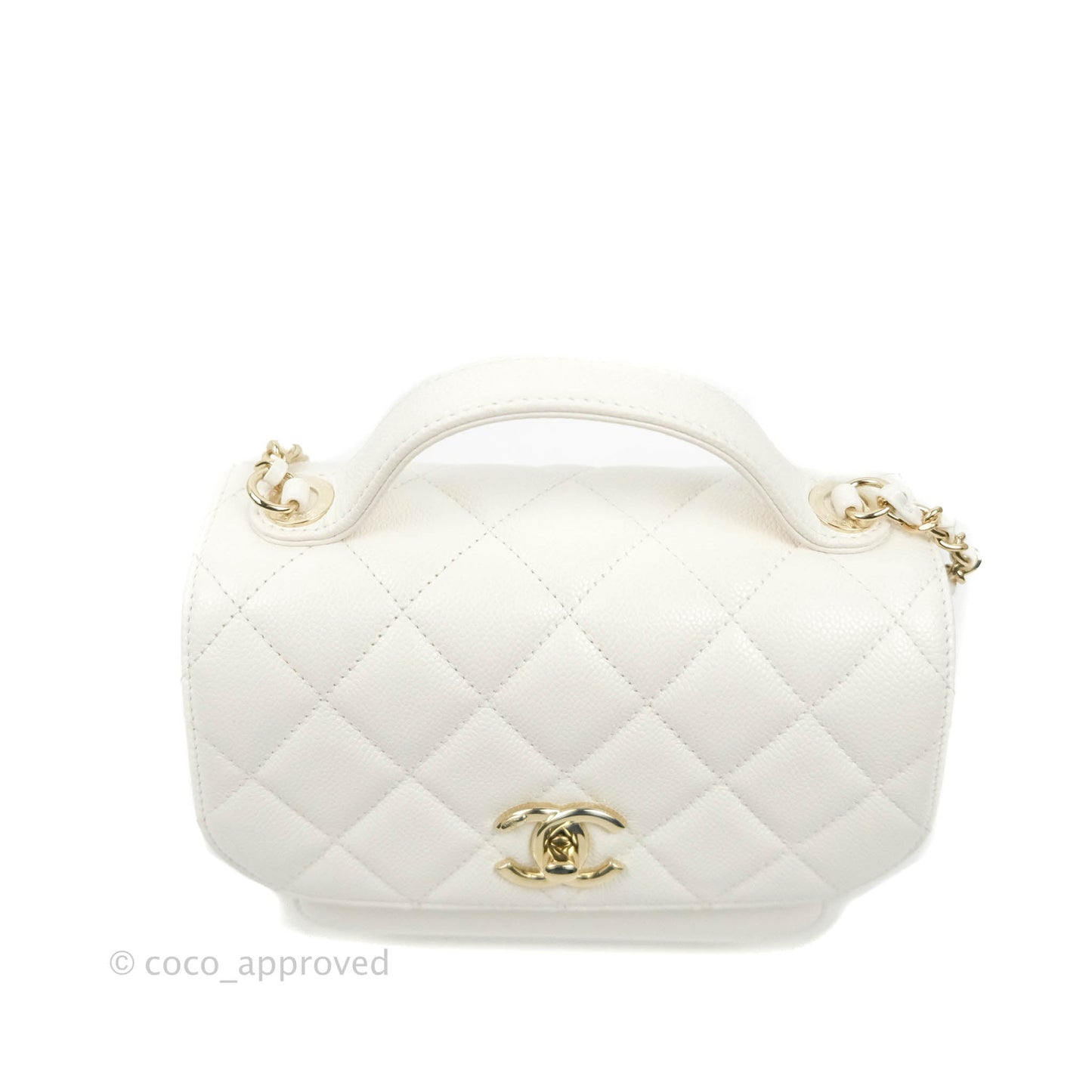 Chanel Quilted Small Business Affinity Flap White Caviar Gold Hardware