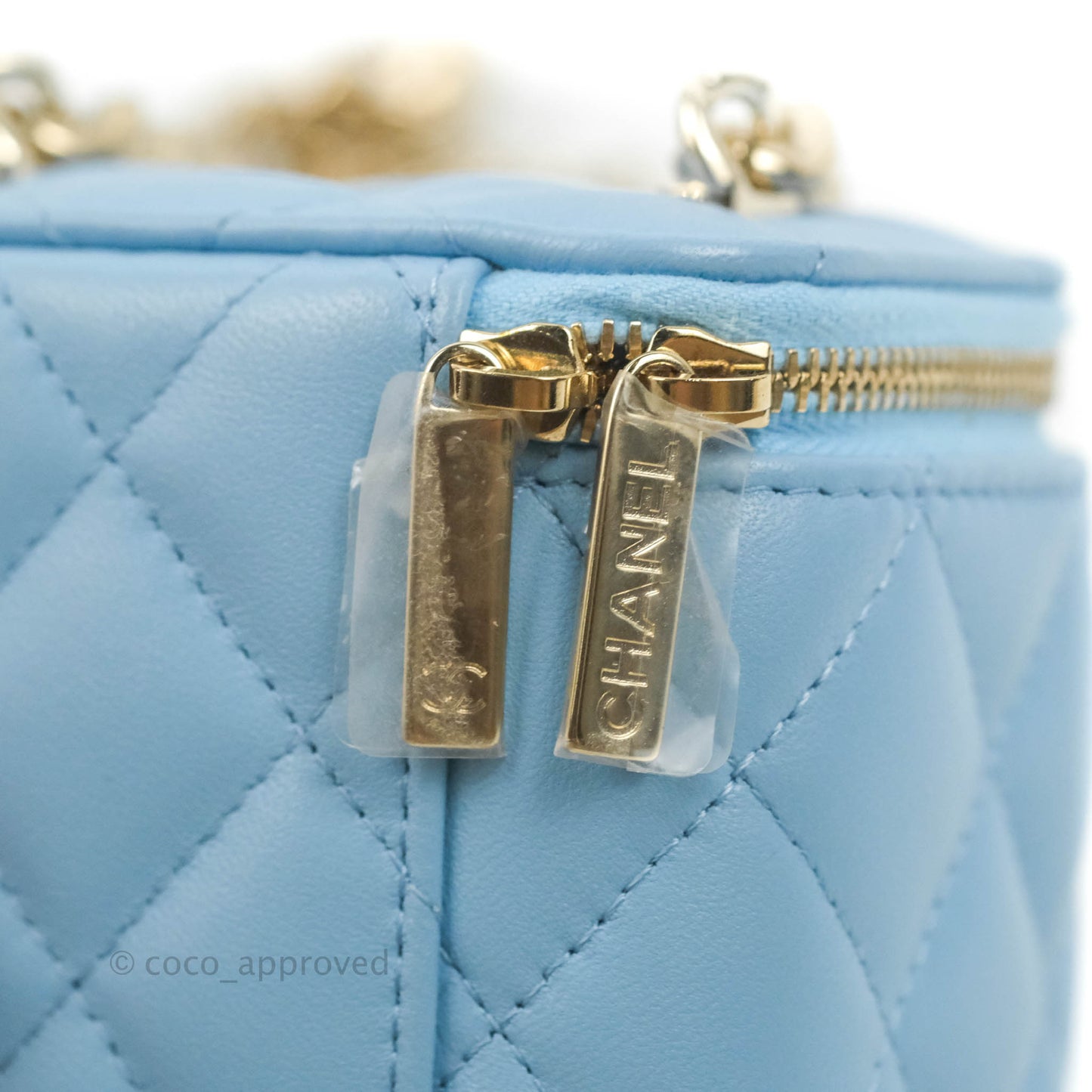 Chanel Mini Vanity Coco Chain Blue Lambskin Gold Hardware