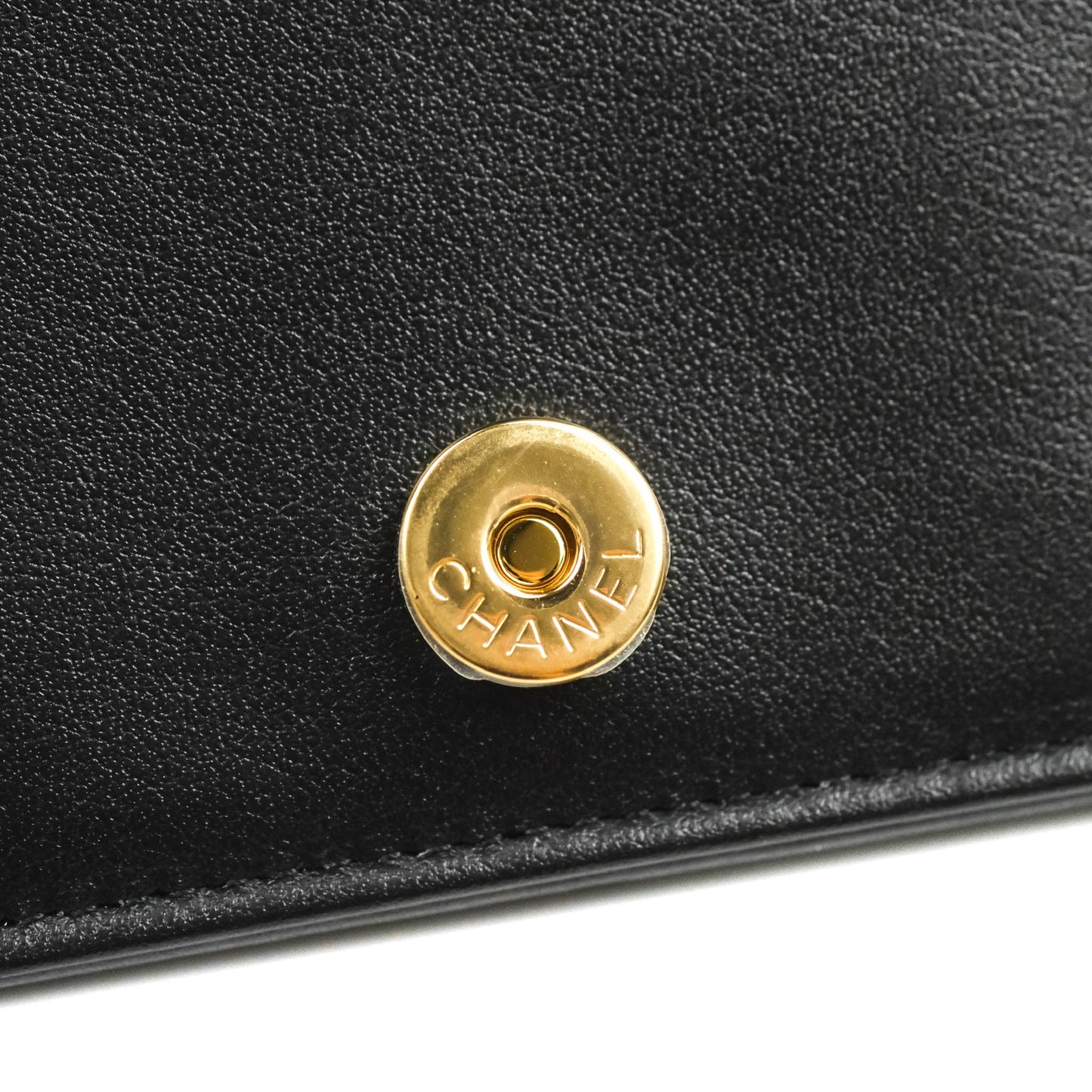 Chanel Quilted Wallet on Chain WOC Stitching Black Lambskin Gold Hardware