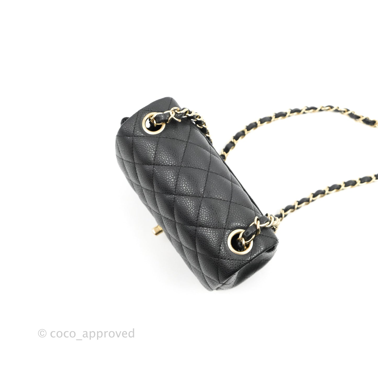 Chanel Quilted Mini Square Iridescent Black Caviar Matte Gold Hardware