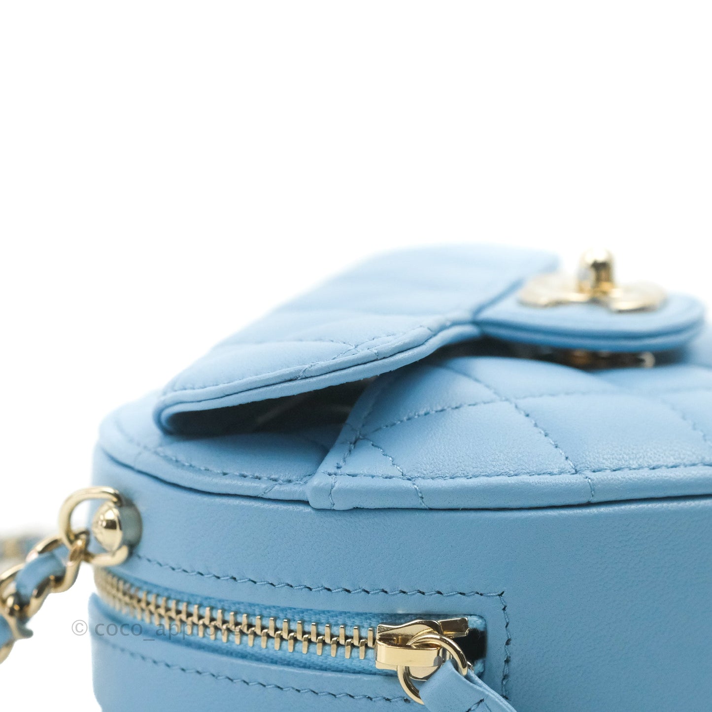 Chanel Small Heart Bag Blue Lambskin Gold Hardware 22S
