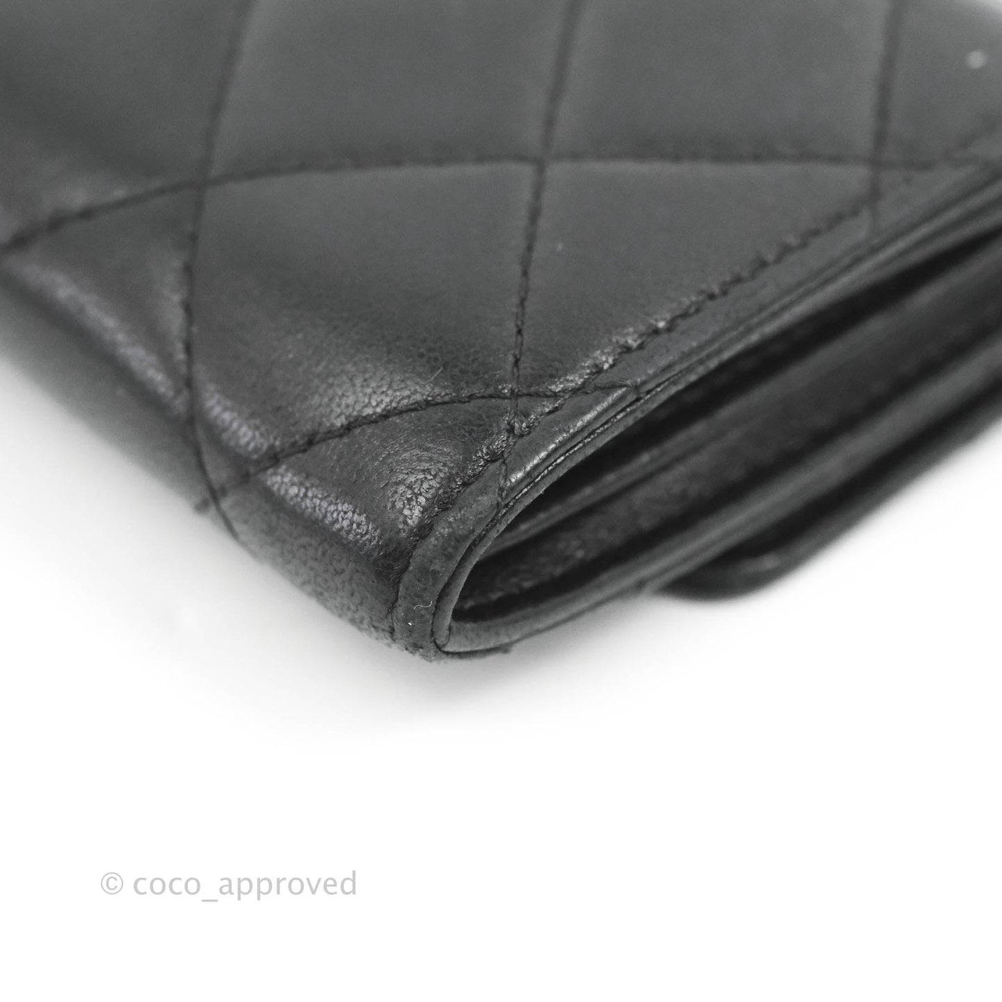 Chanel Quilted Small Flap Card Holder Black Lambskin Silver Hardware