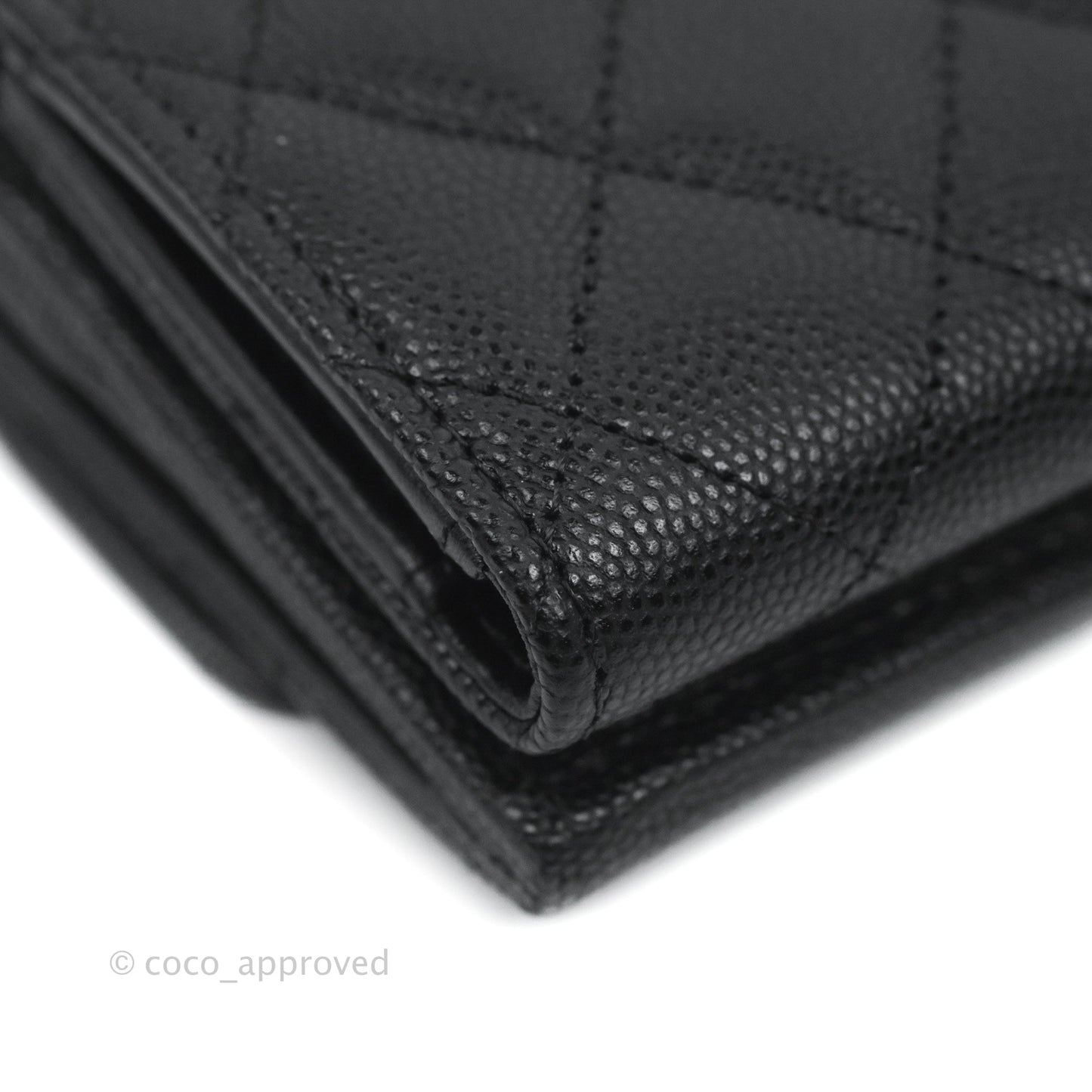 Chanel Small Flap Trifold Wallet Black Caviar Gold Hardware 23C