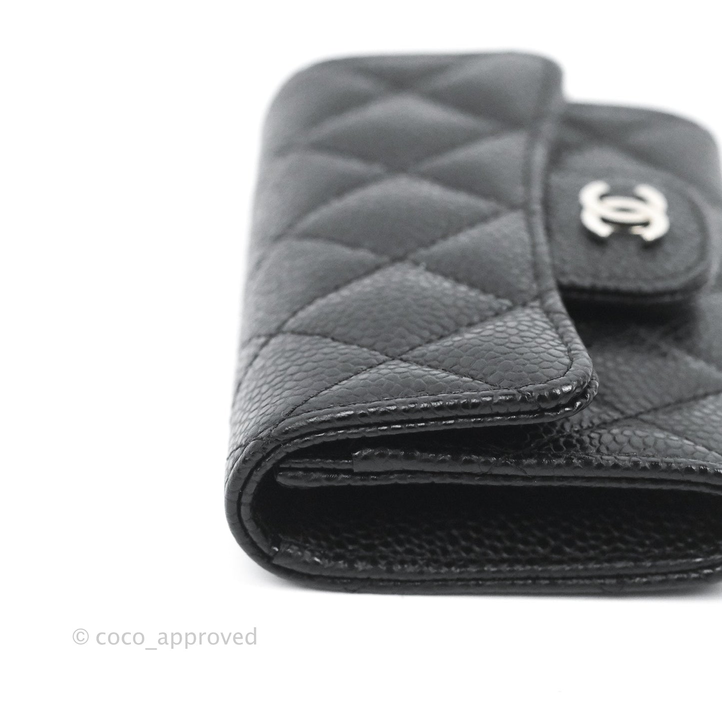 Chanel Quilted Flap Card Holder Black Caviar Silver Hardware