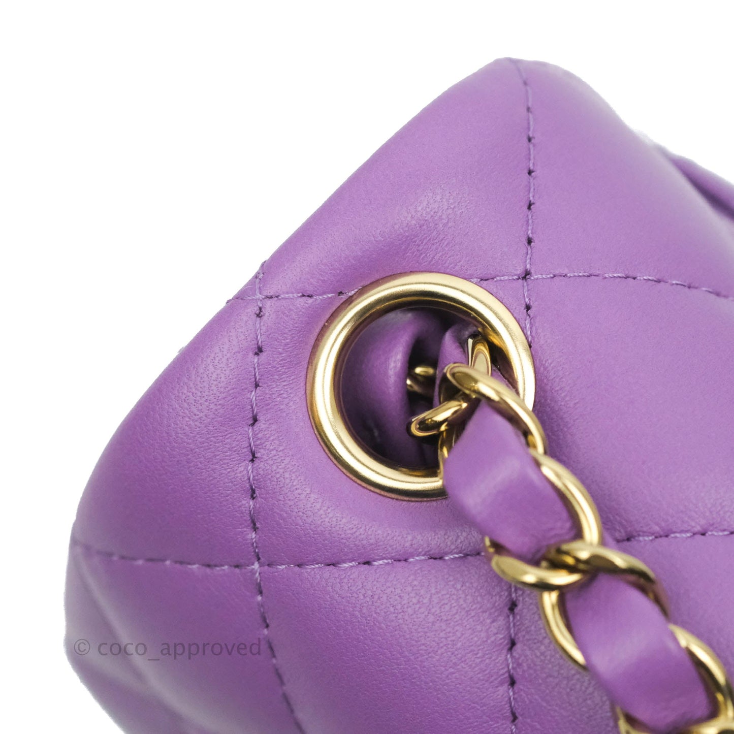 Chanel Mini Square Purple Lambskin Gold Hardware 22P