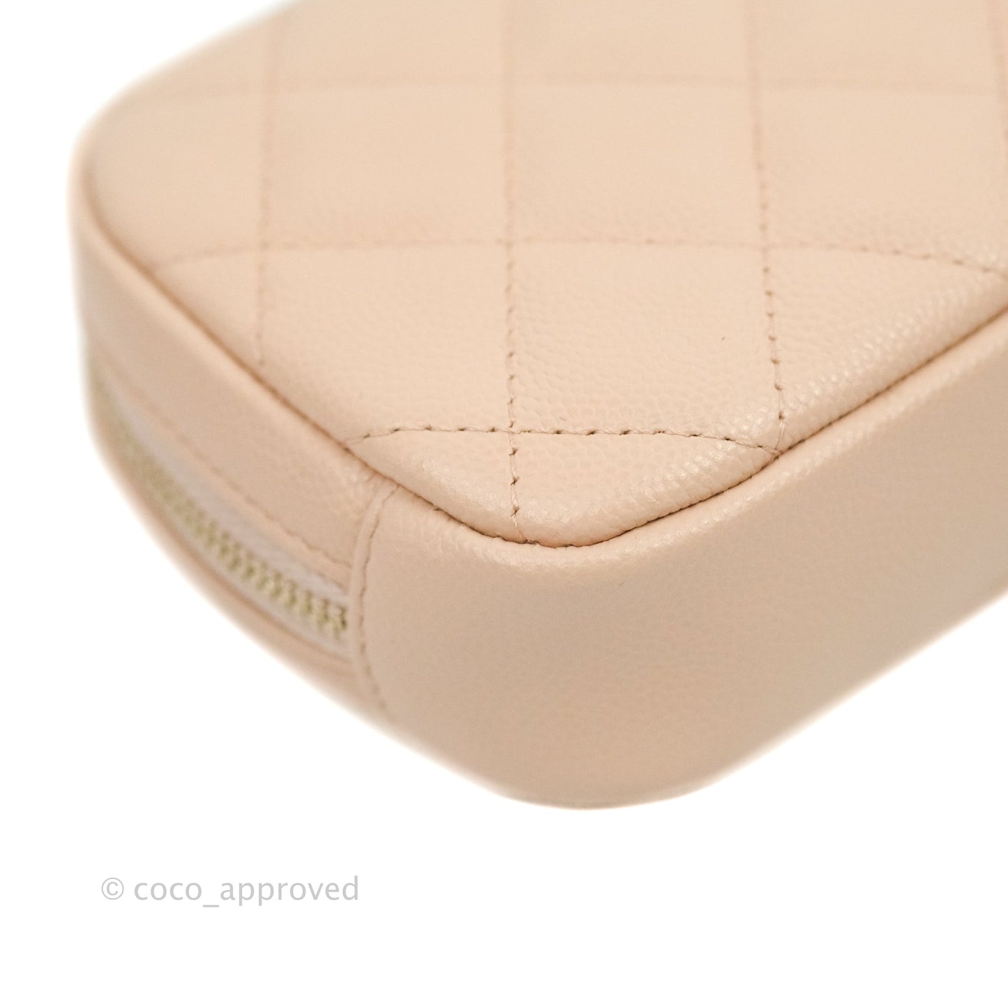 Chanel Small Classic Pouch Light Beige Caviar Gold Hardware