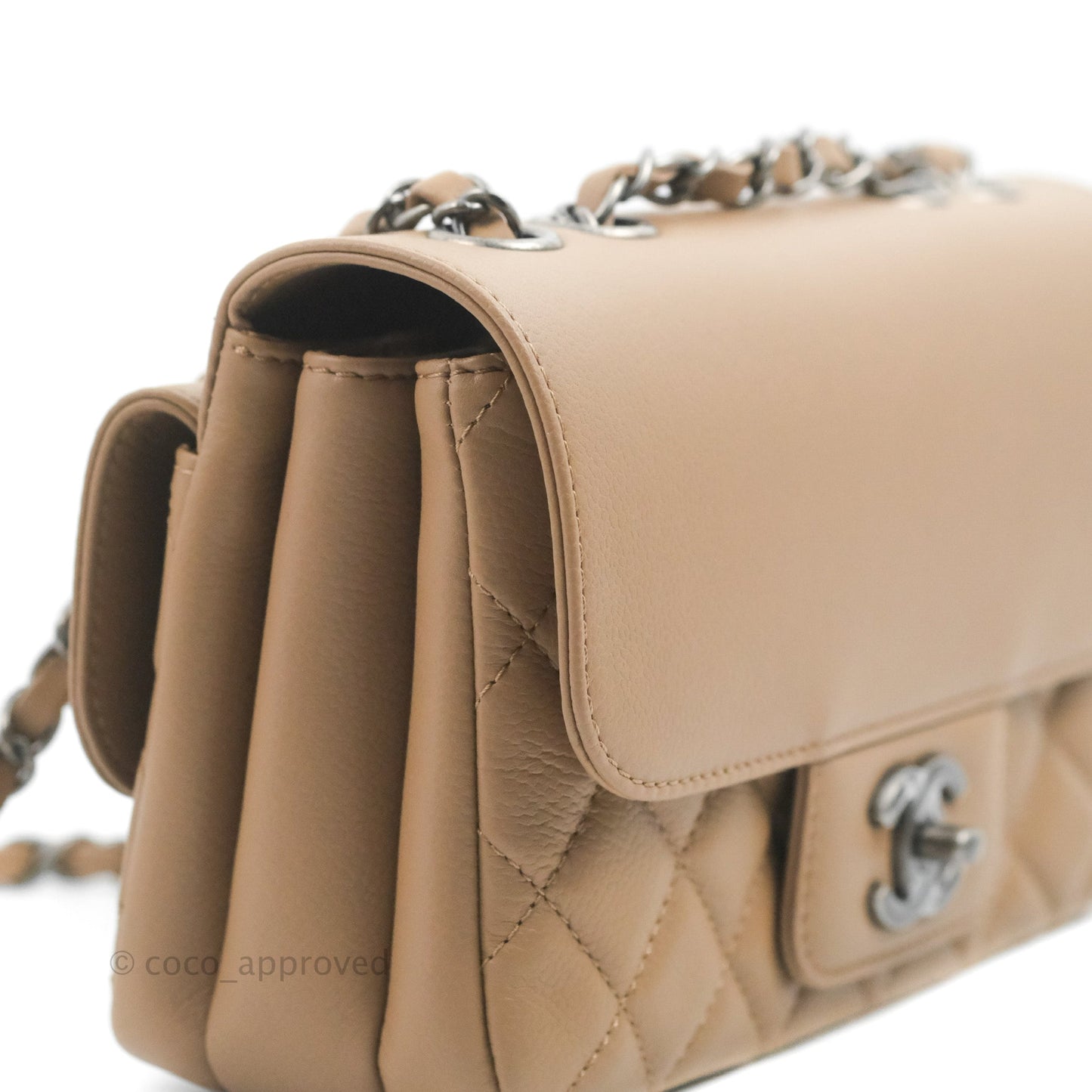 Chanel Flap Bag Dark Beige Caviar Ruthenium Hardware 17B