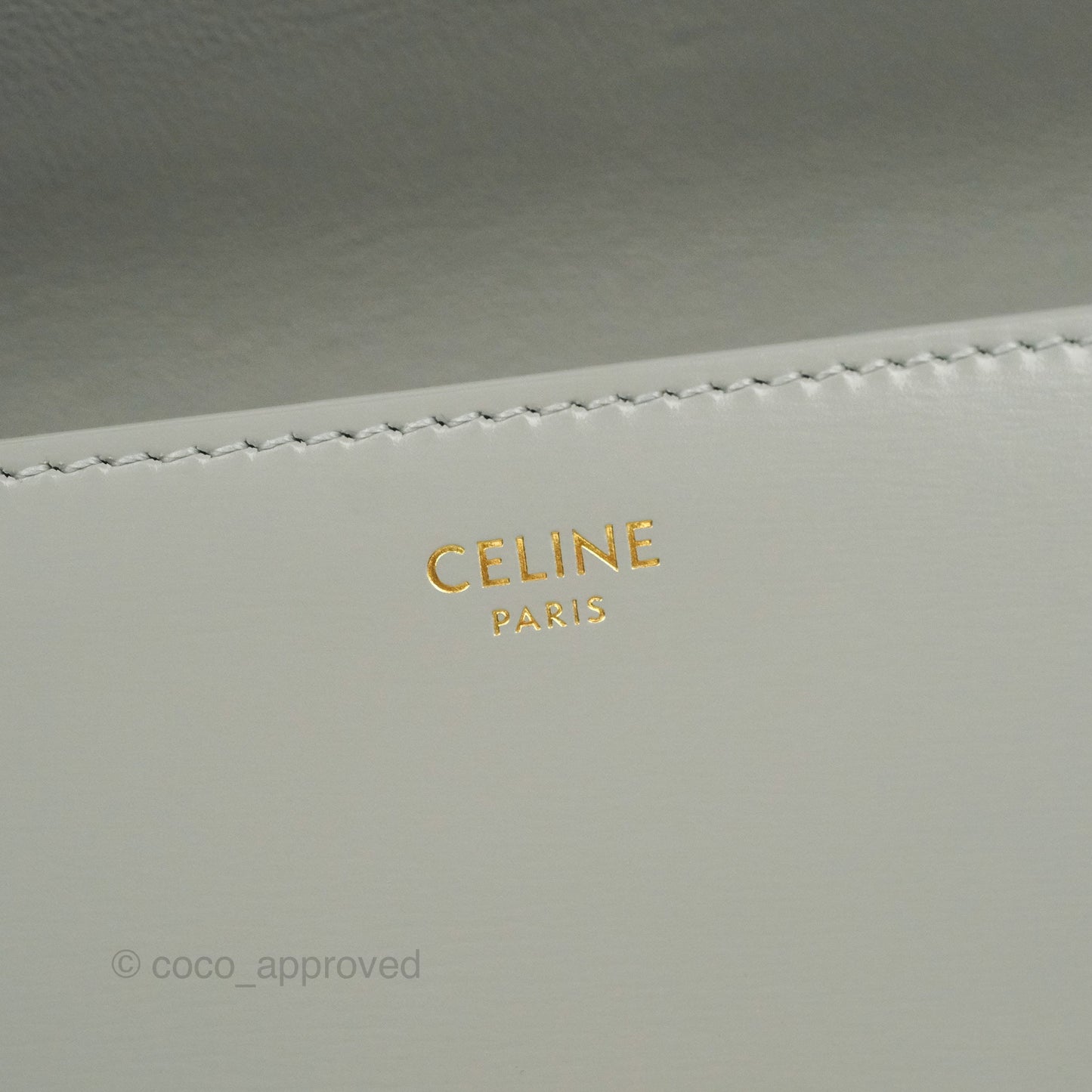 Celine Chain Shoulder Bag Pale Grey Shiny Calfskin